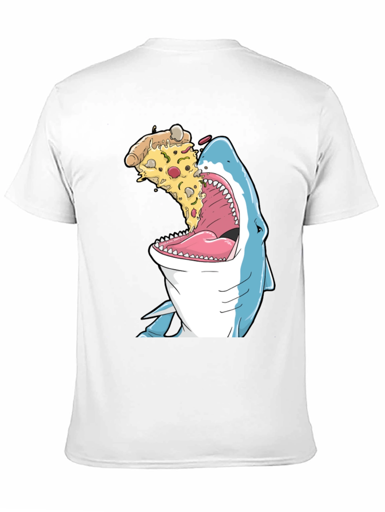 Shark Eating Pizza Funny Graphic T-Shirt