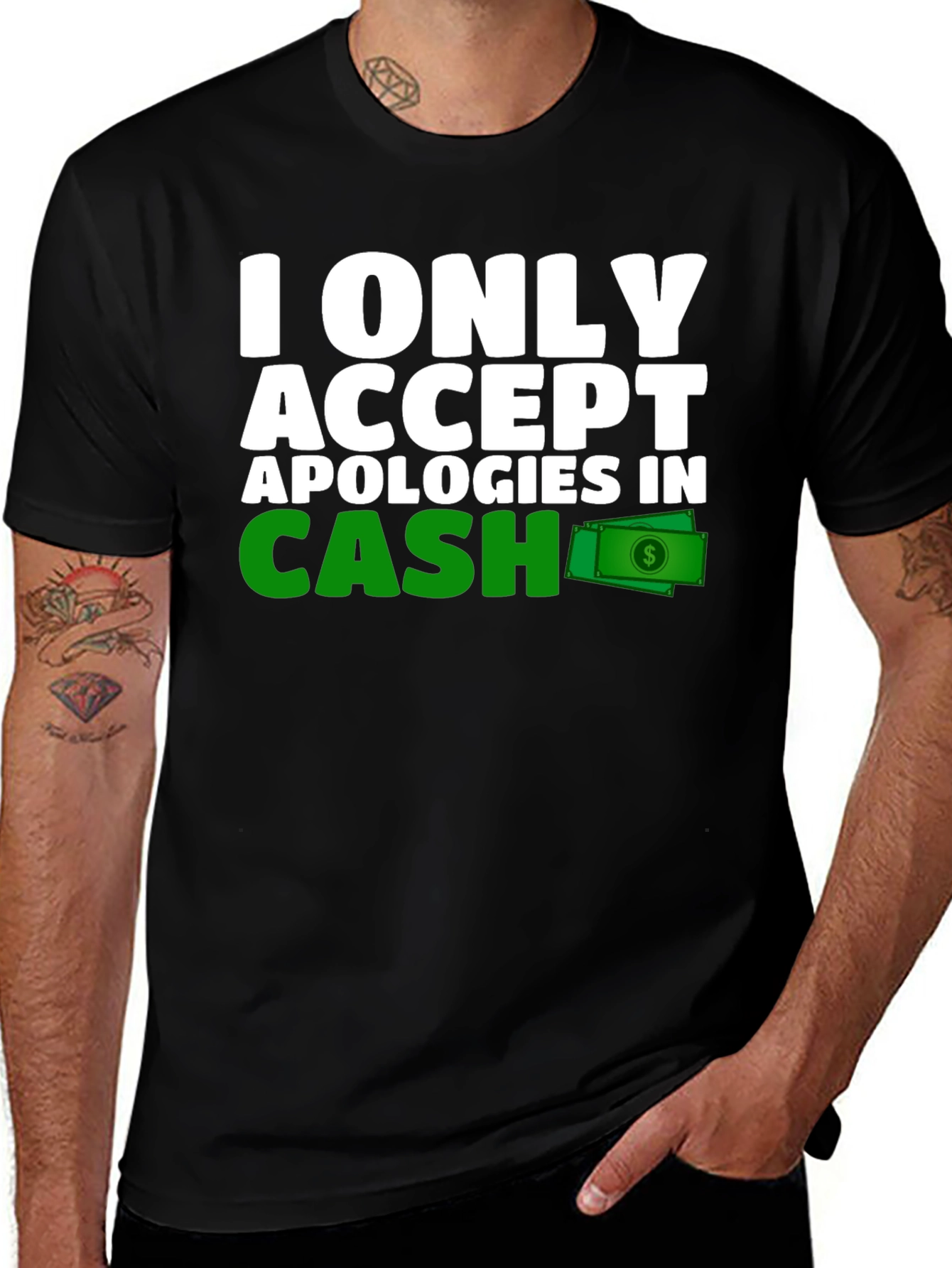 Cash Apology T-Shirt - Funny Novelty Tee