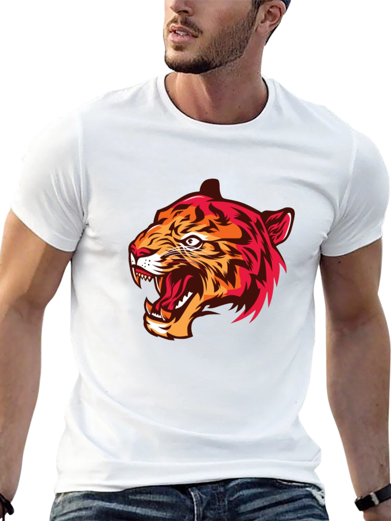 Mens Black Tiger Graphic Tee