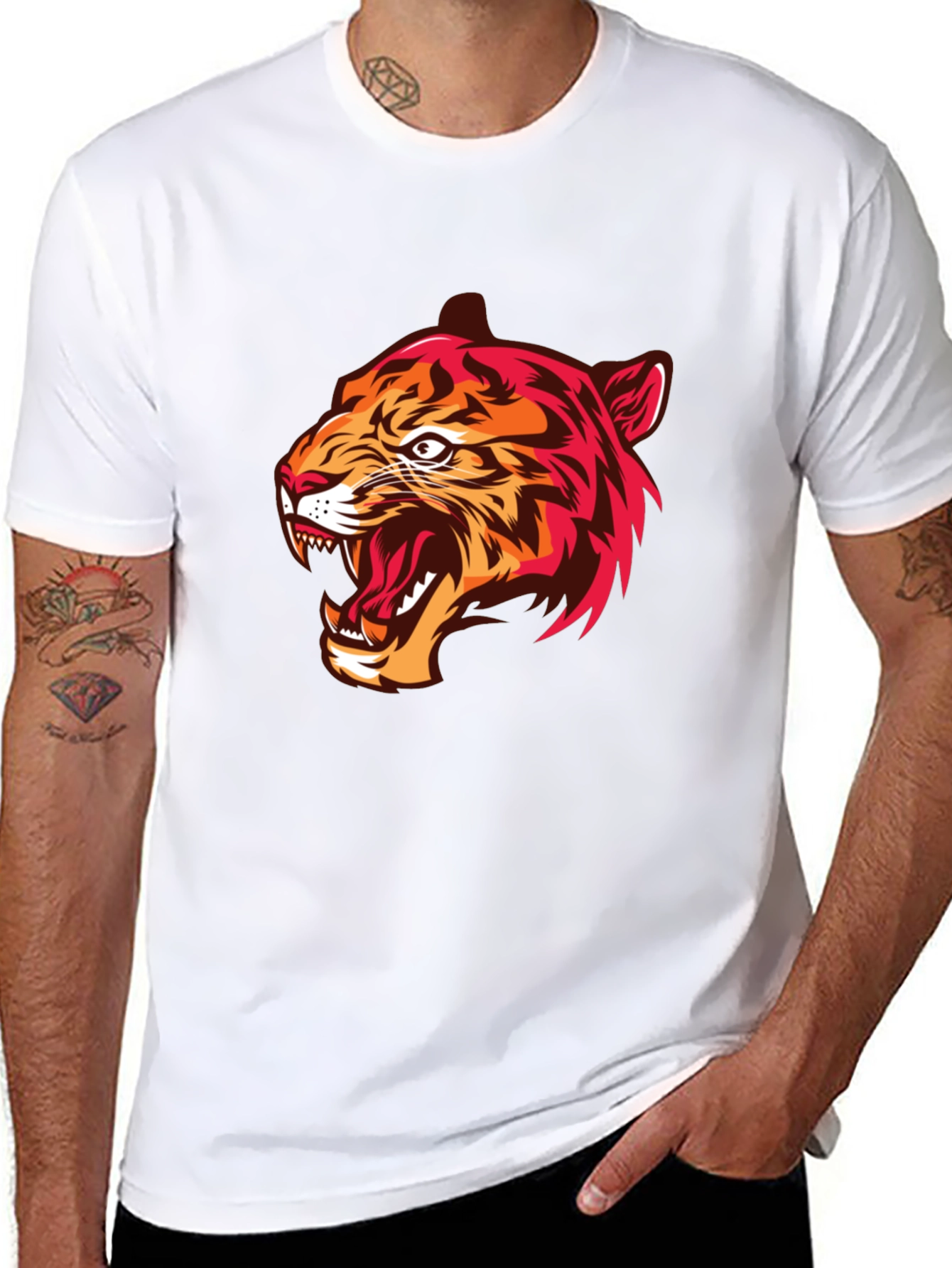 Mens Black Tiger Graphic Tee