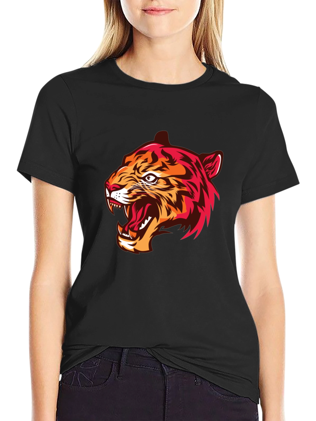 Mens Black Tiger Graphic Tee