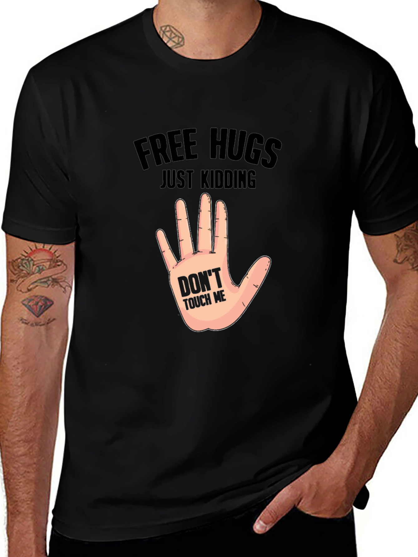 Free Hugs Just Kidding - Novelty Graphic T-Shirt