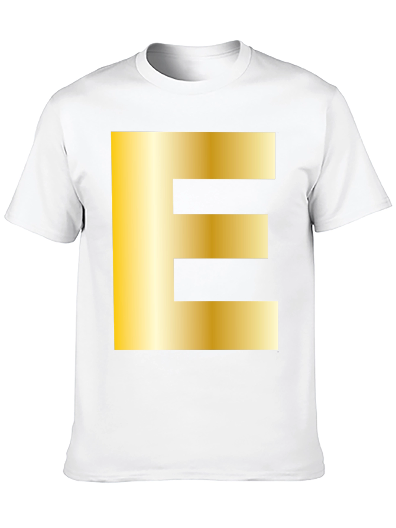 Golden Letter E T-Shirt - Stylish Alphabet Tee