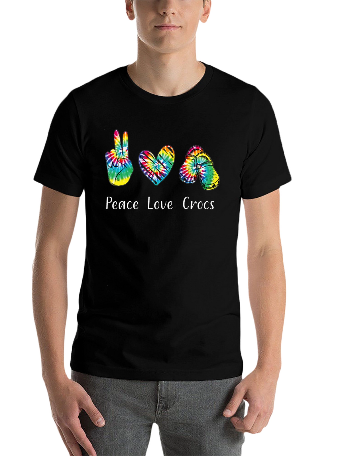 Peace Love Crocs Tie-Dye T-Shirt