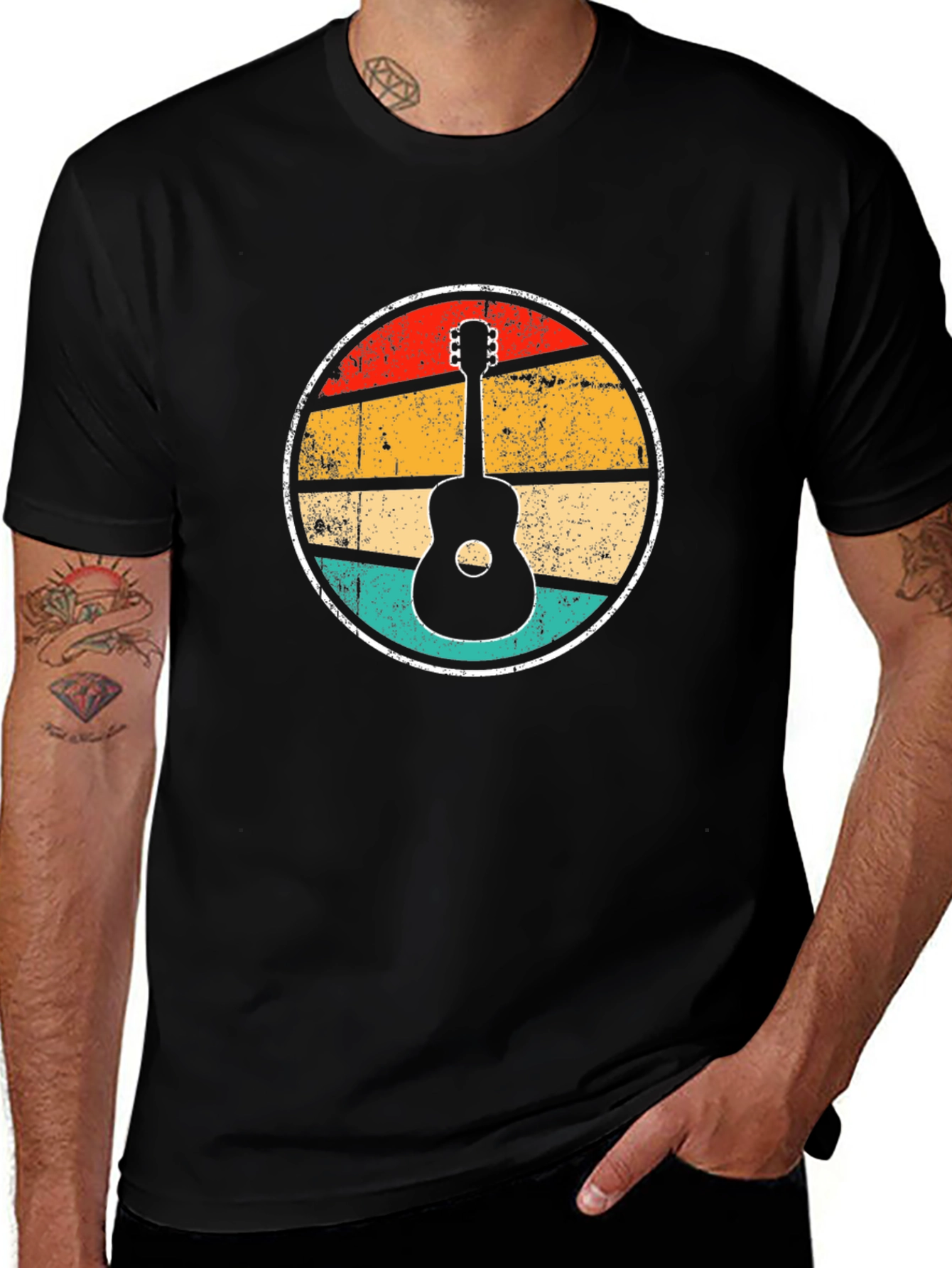 Retro Guitar Sunset Graphic Tee