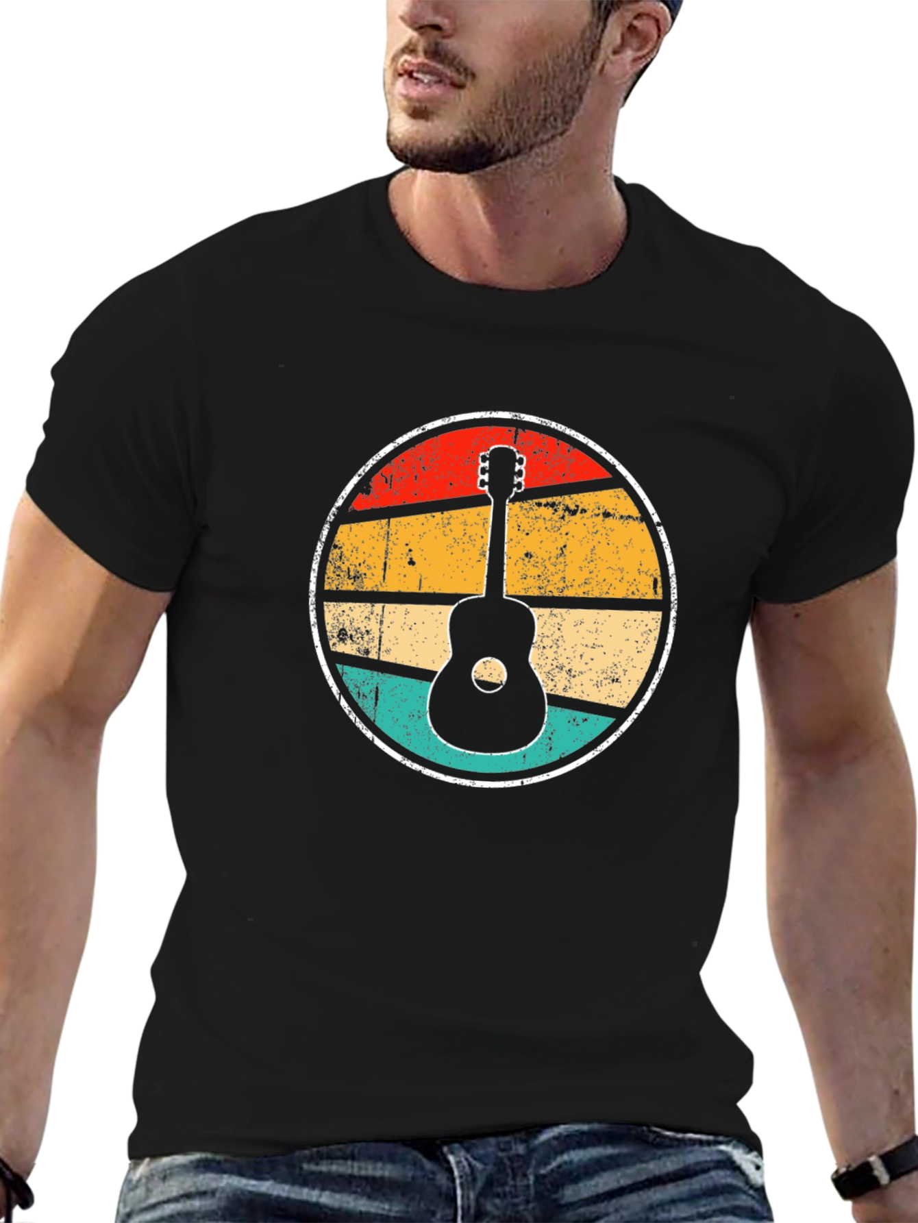 Retro Guitar Sunset Graphic Tee