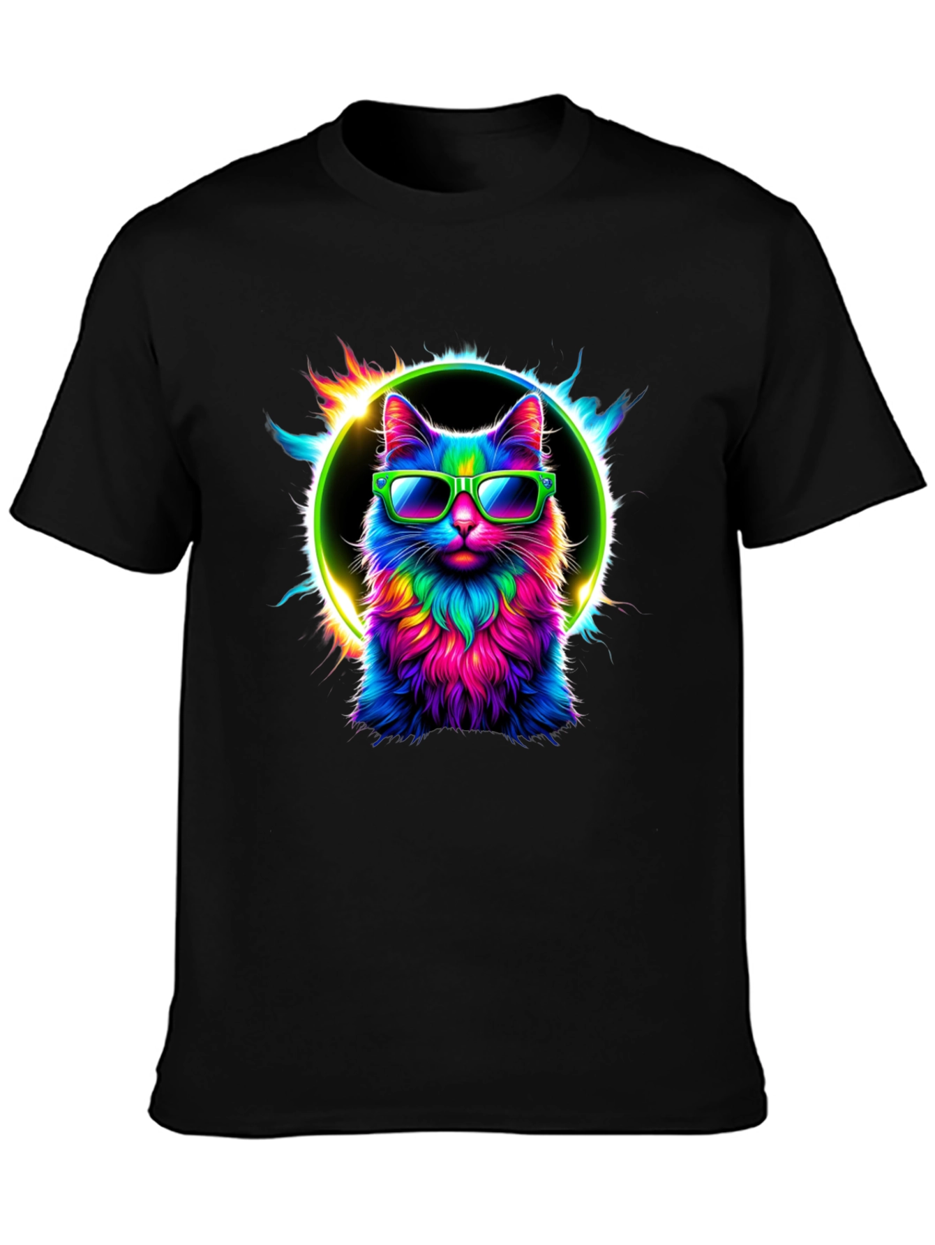 Cool Cat Tee: Neon Sunglasses Graphic T-Shirt