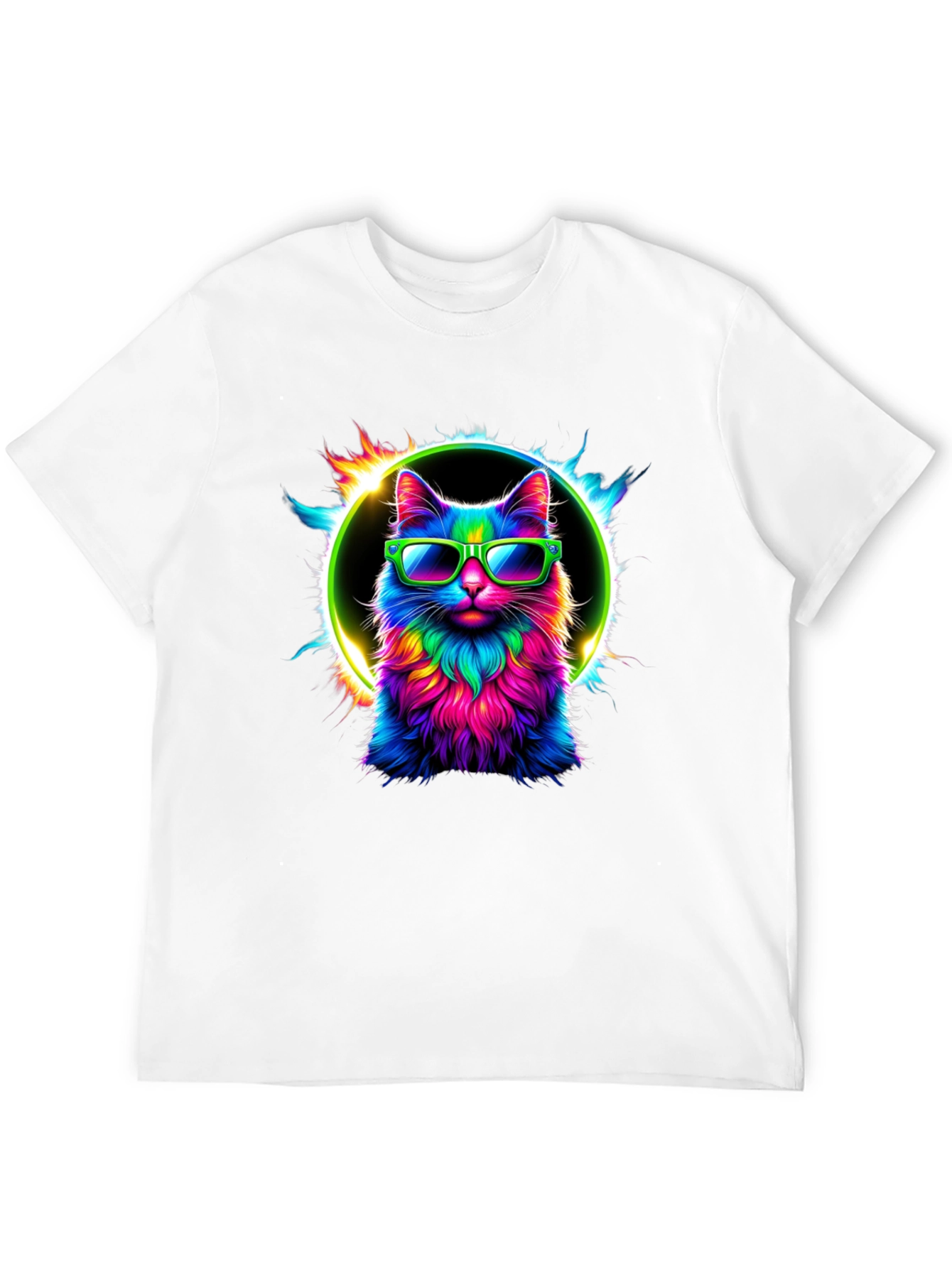 Cool Cat Tee: Neon Sunglasses Graphic T-Shirt