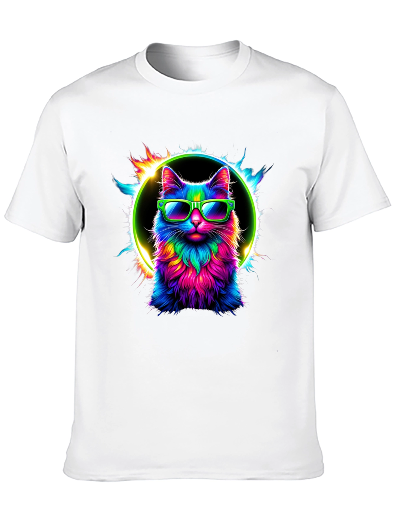 Cool Cat Tee: Neon Sunglasses Graphic T-Shirt