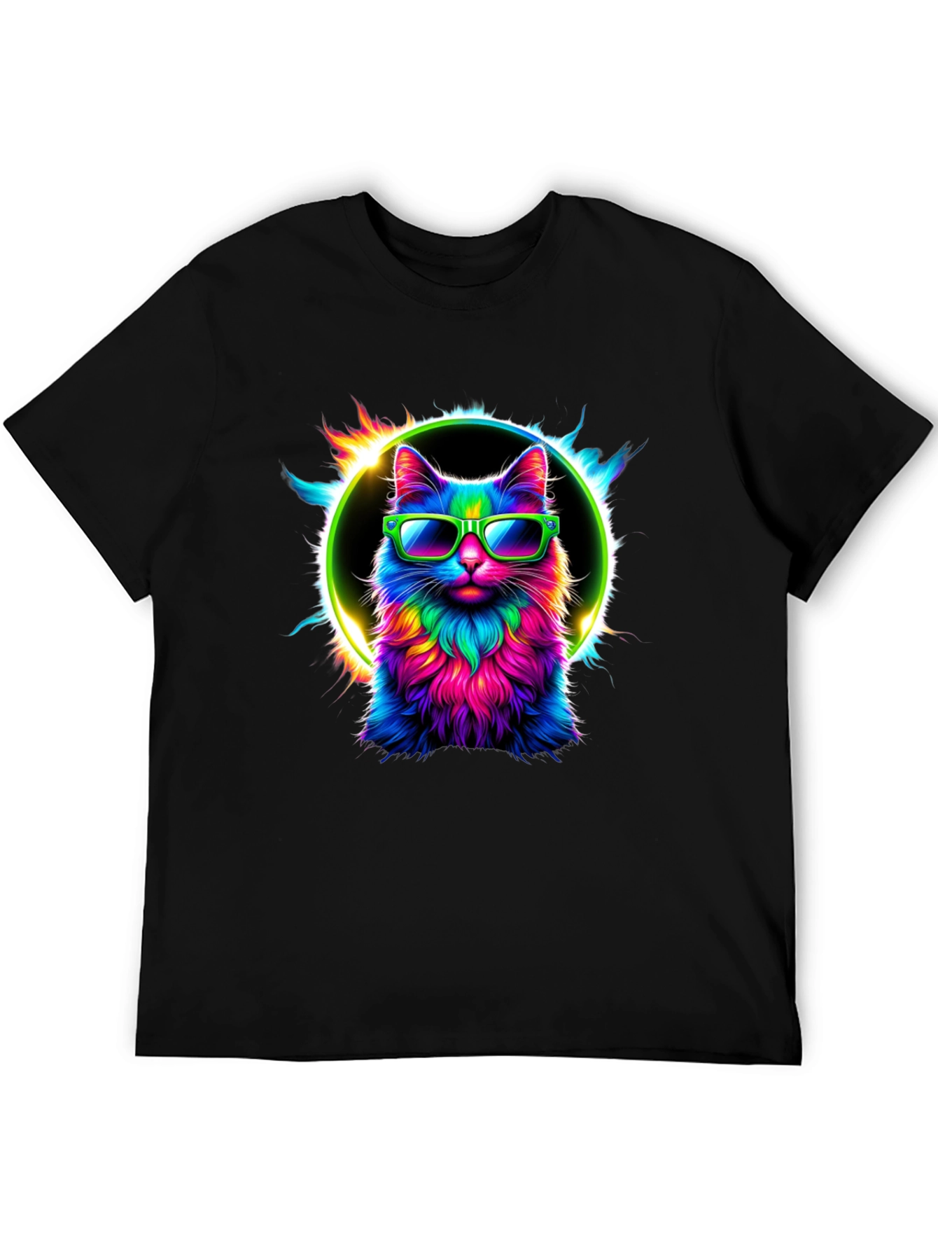 Cool Cat Tee: Neon Sunglasses Graphic T-Shirt