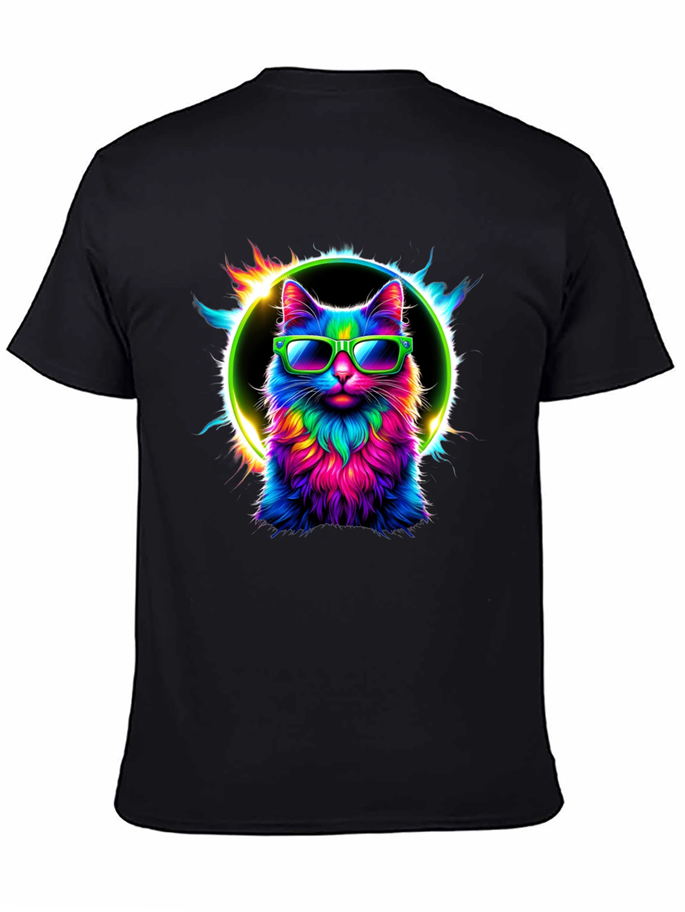 Cool Cat Tee: Neon Sunglasses Graphic T-Shirt