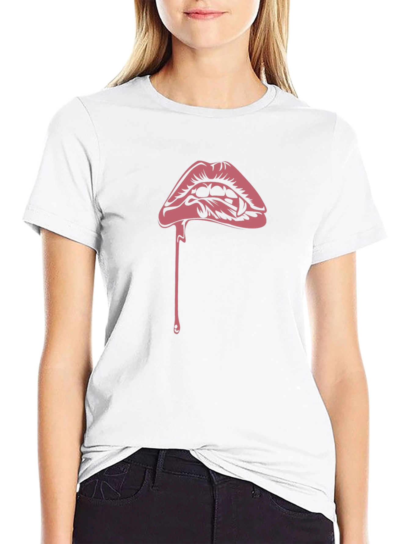 Vampire Kiss Graphic Tee - Black Cotton T-Shirt