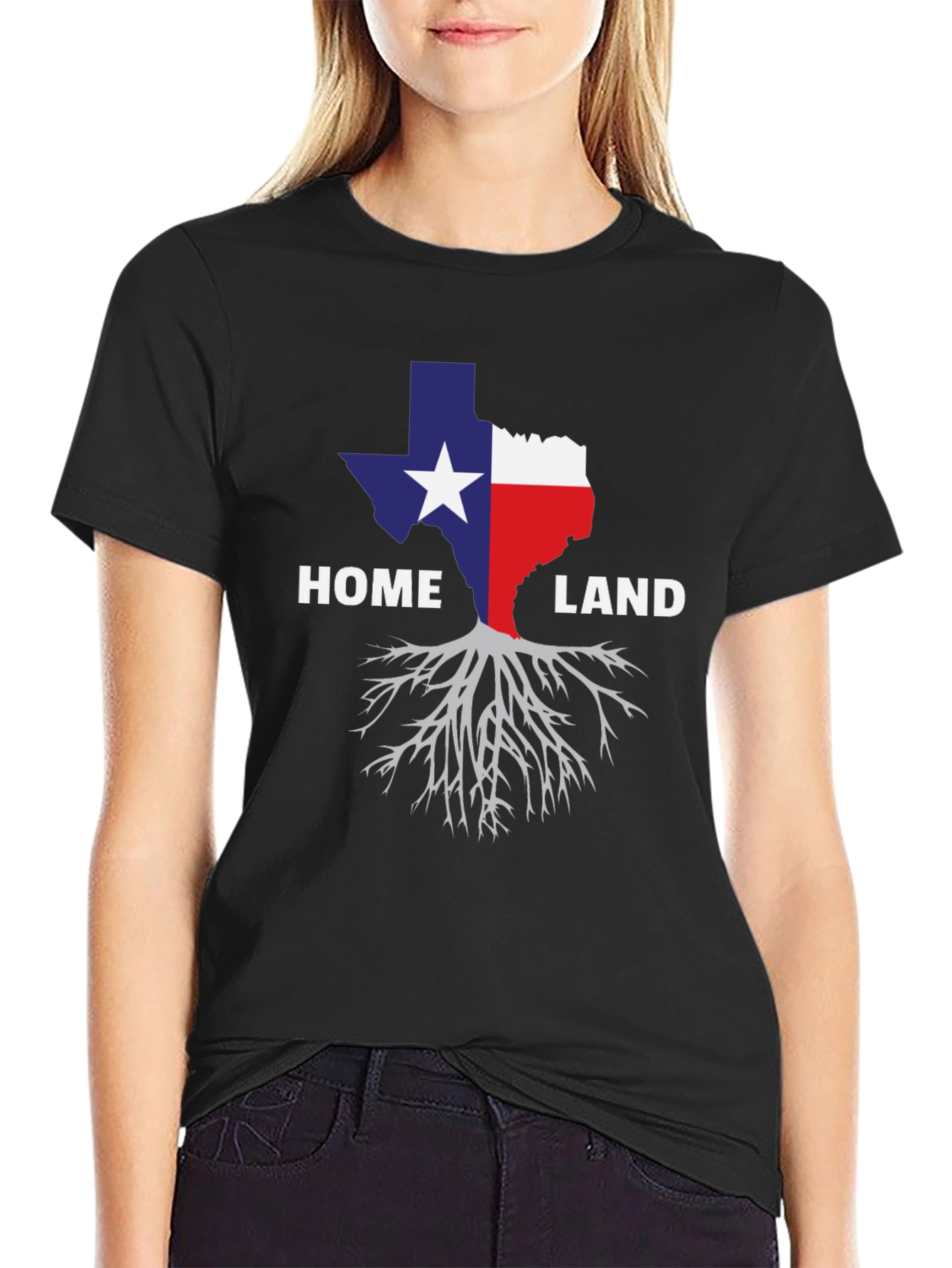 Texas Homeland Roots Graphic Tee - Black Cotton