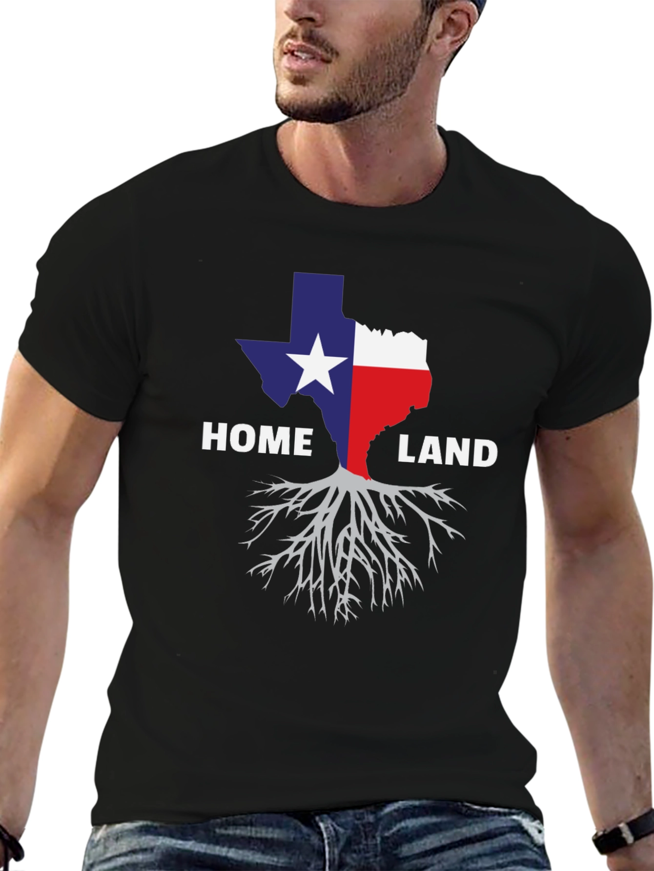 Texas Homeland Roots Graphic Tee - Black Cotton
