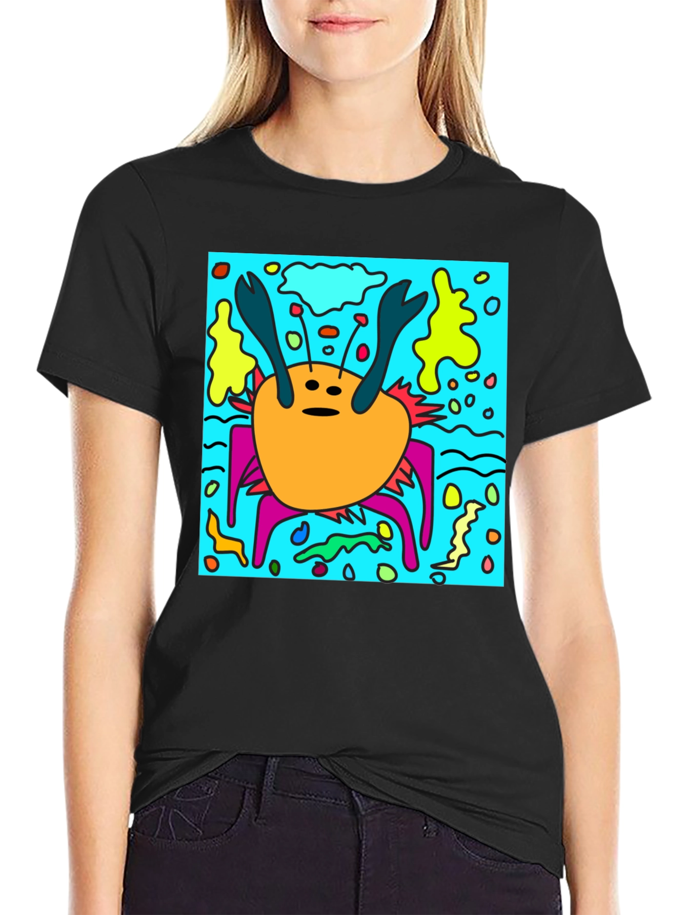 Funky Crab Graphic Print Tee -  Unique Statement Piece