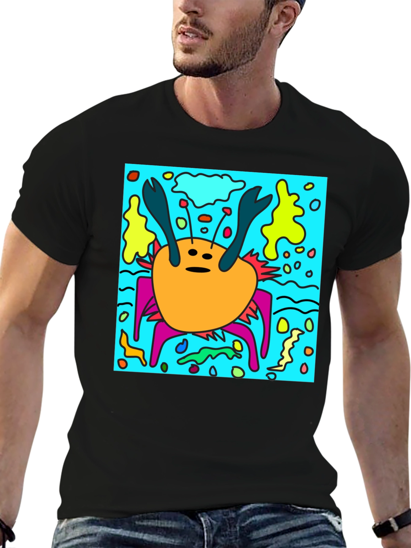Funky Crab Graphic Print Tee -  Unique Statement Piece
