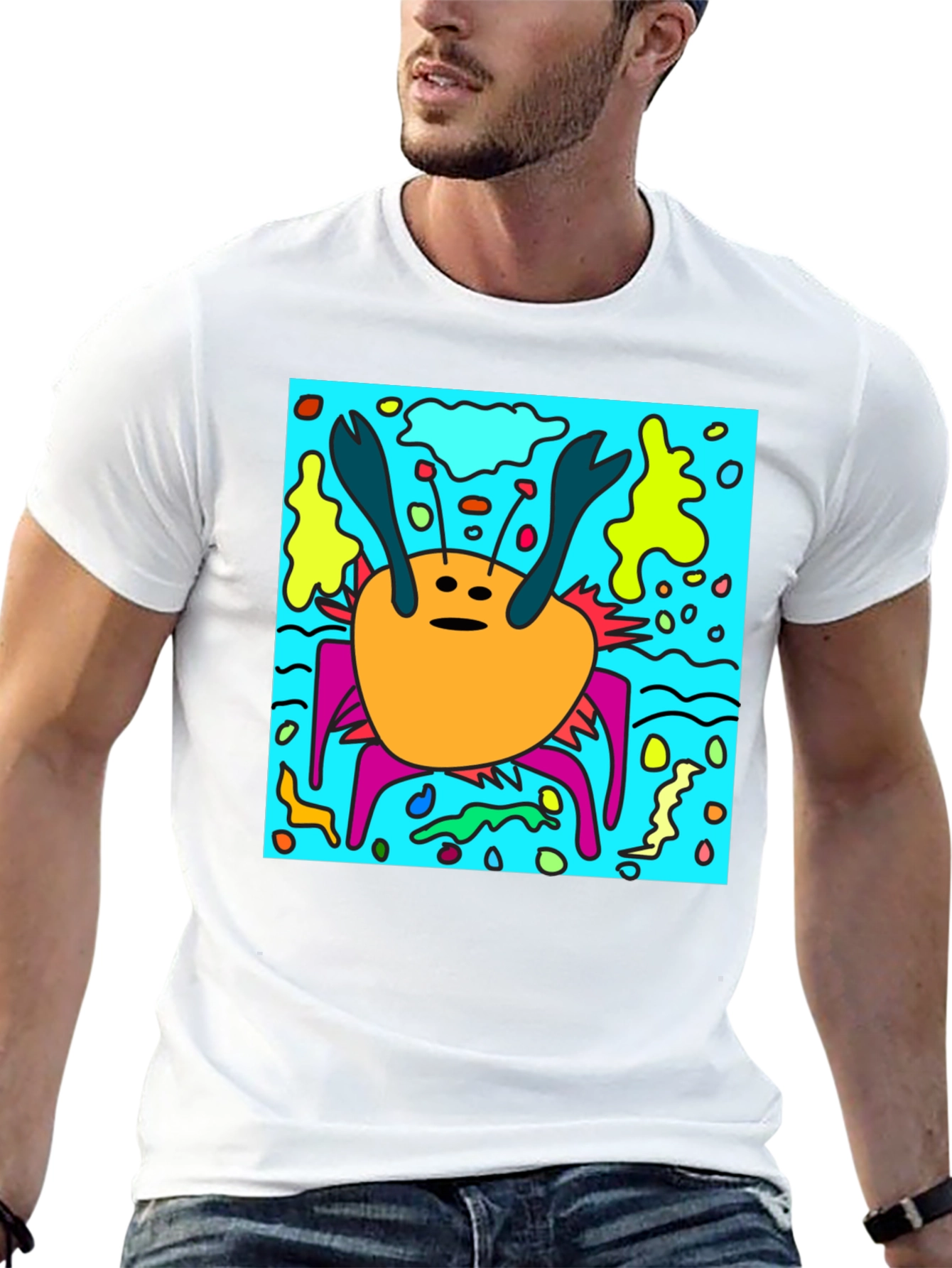 Funky Crab Graphic Print Tee -  Unique Statement Piece