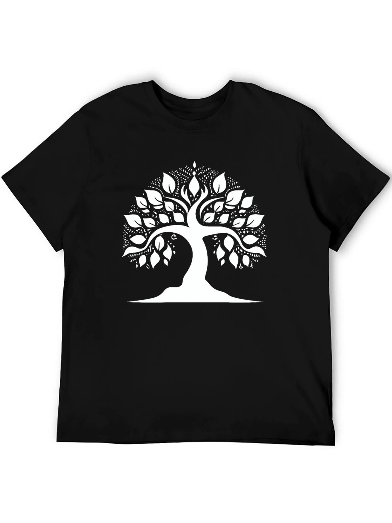 Black T-Shirt with White Tree of Life Graphic