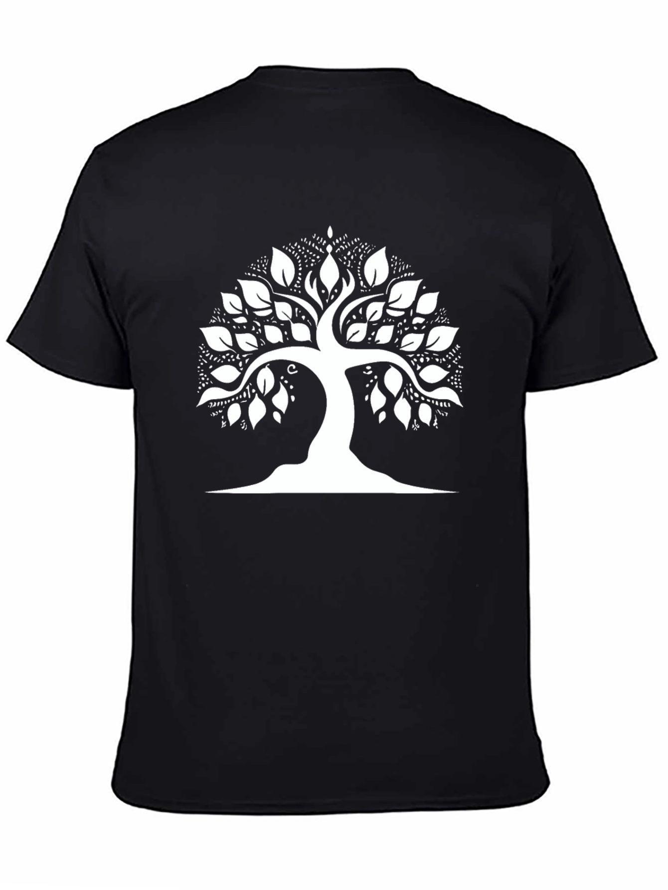 Black T-Shirt with White Tree of Life Graphic