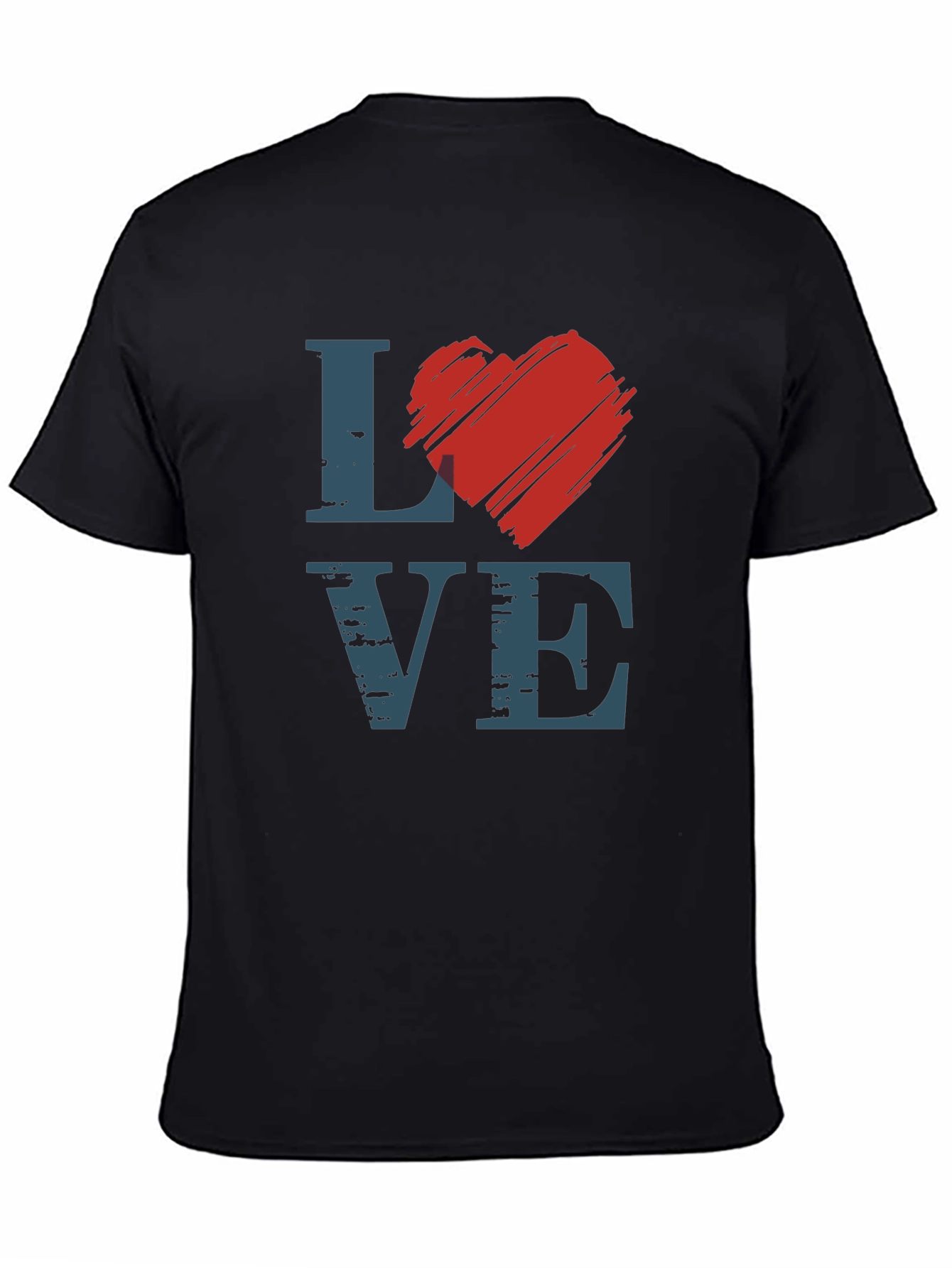 Love Graphic Tee - Heart Design Black T-Shirt