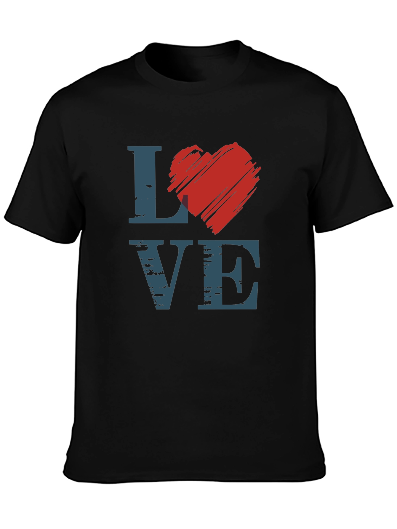 Love Graphic Tee - Heart Design Black T-Shirt