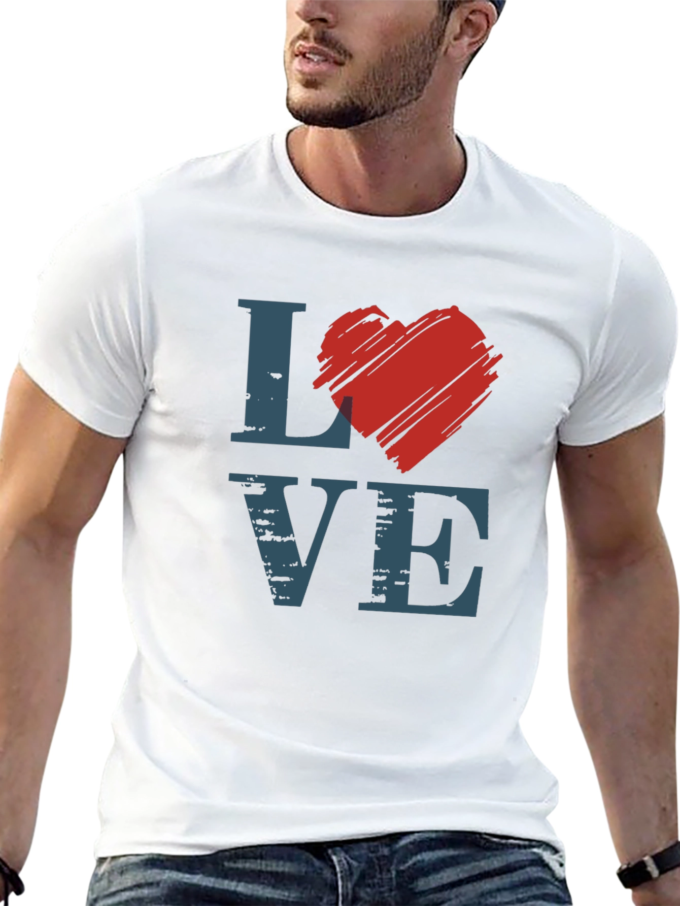 Love Graphic Tee - Heart Design Black T-Shirt