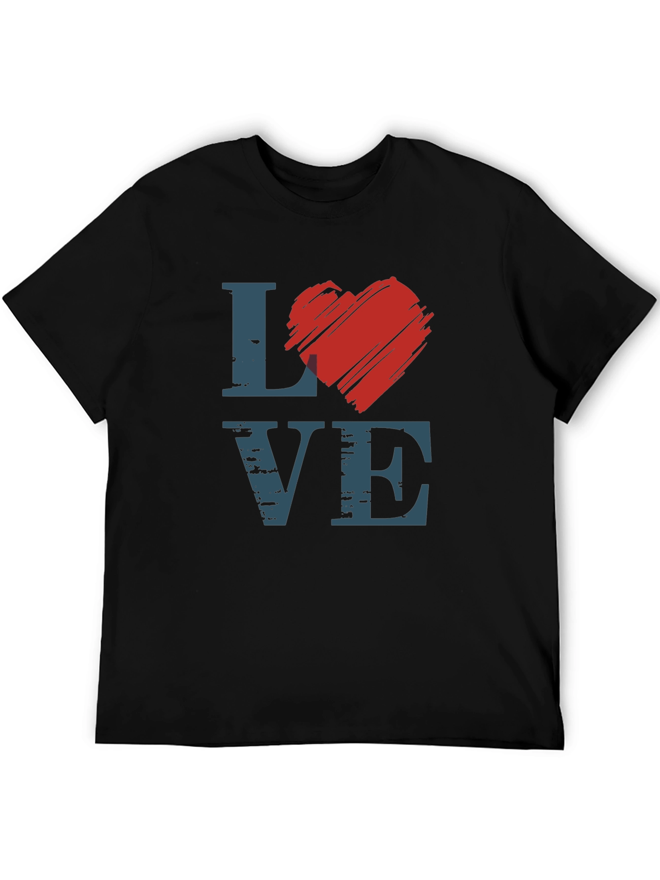 Love Graphic Tee - Heart Design Black T-Shirt
