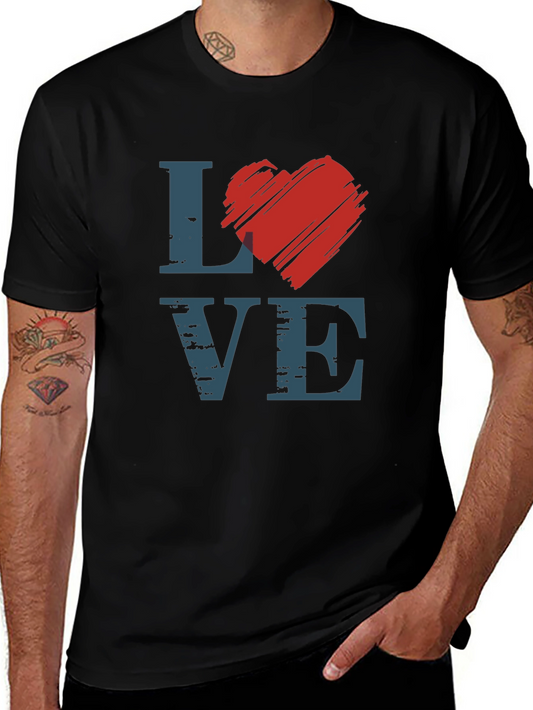 Love Graphic Tee - Heart Design Black T-Shirt