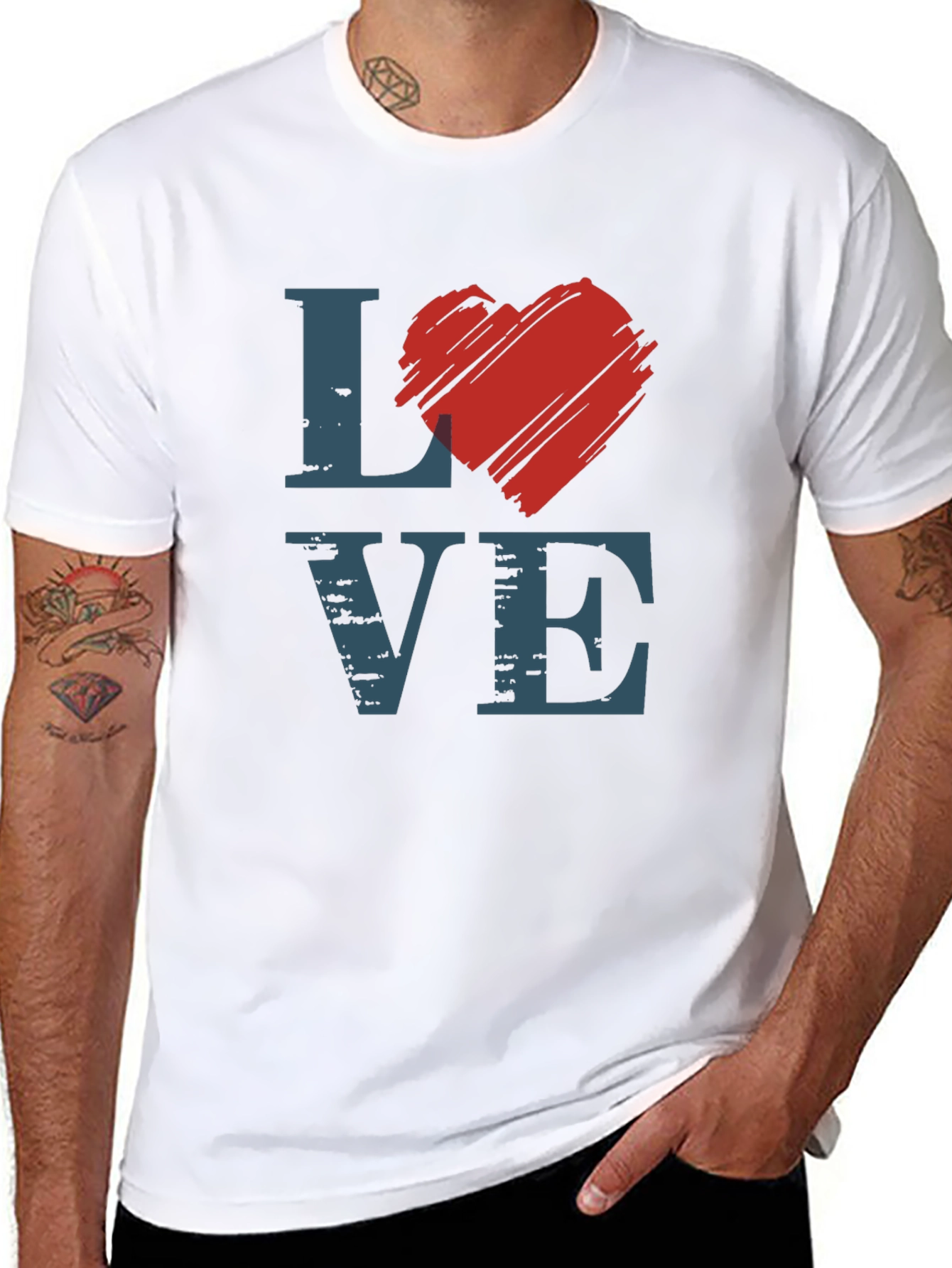 Love Graphic Tee - Heart Design Black T-Shirt
