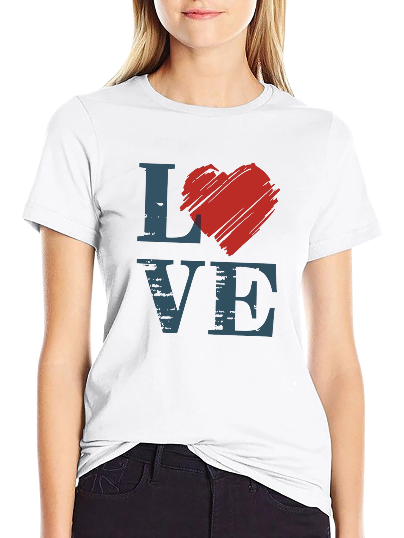 Love Graphic Tee - Heart Design Black T-Shirt
