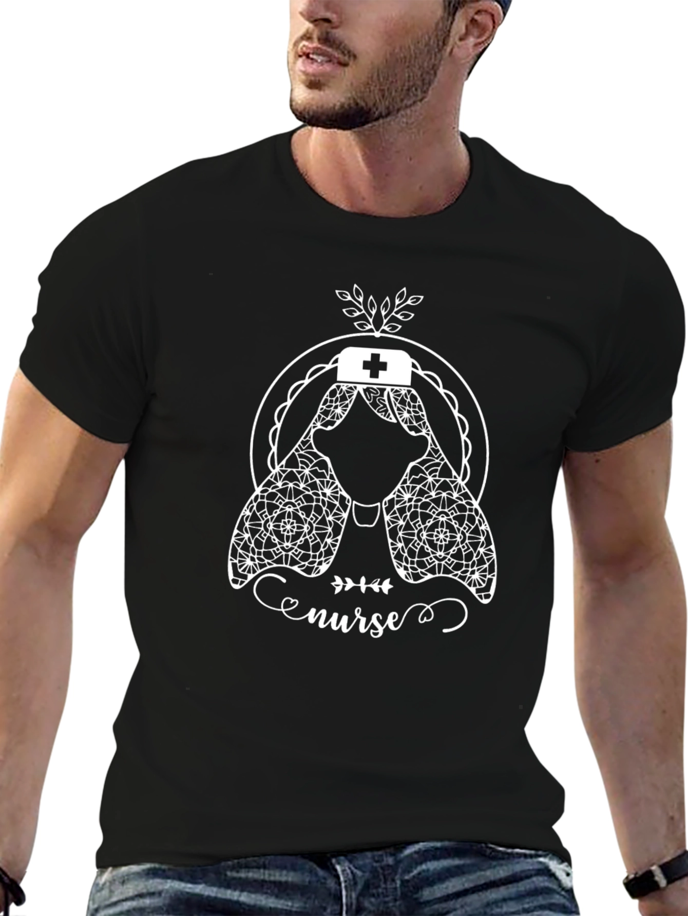 Nurse Mandala Graphic Tee - Black