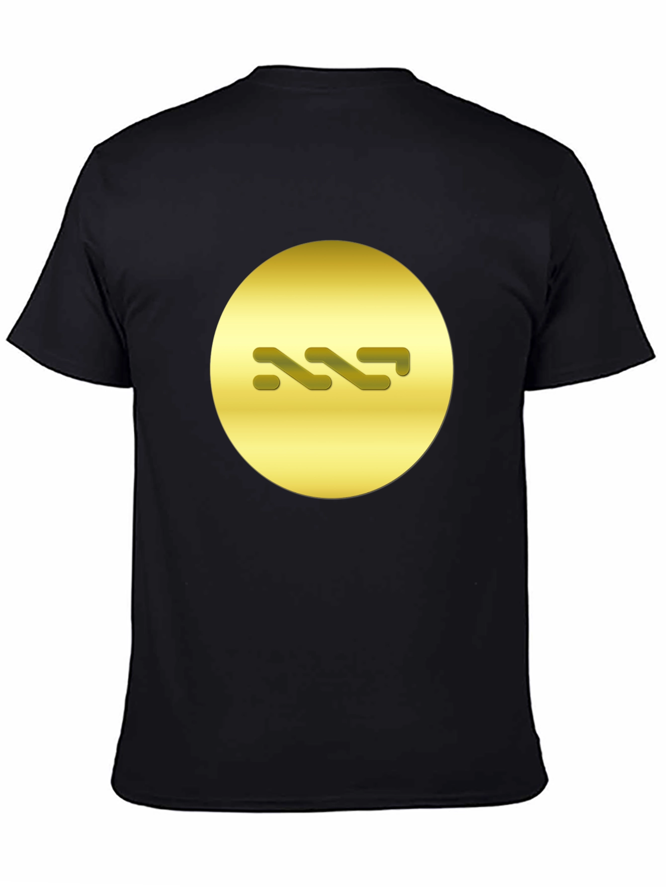Stylish Black Tee with Abstract Gold Symbol Design