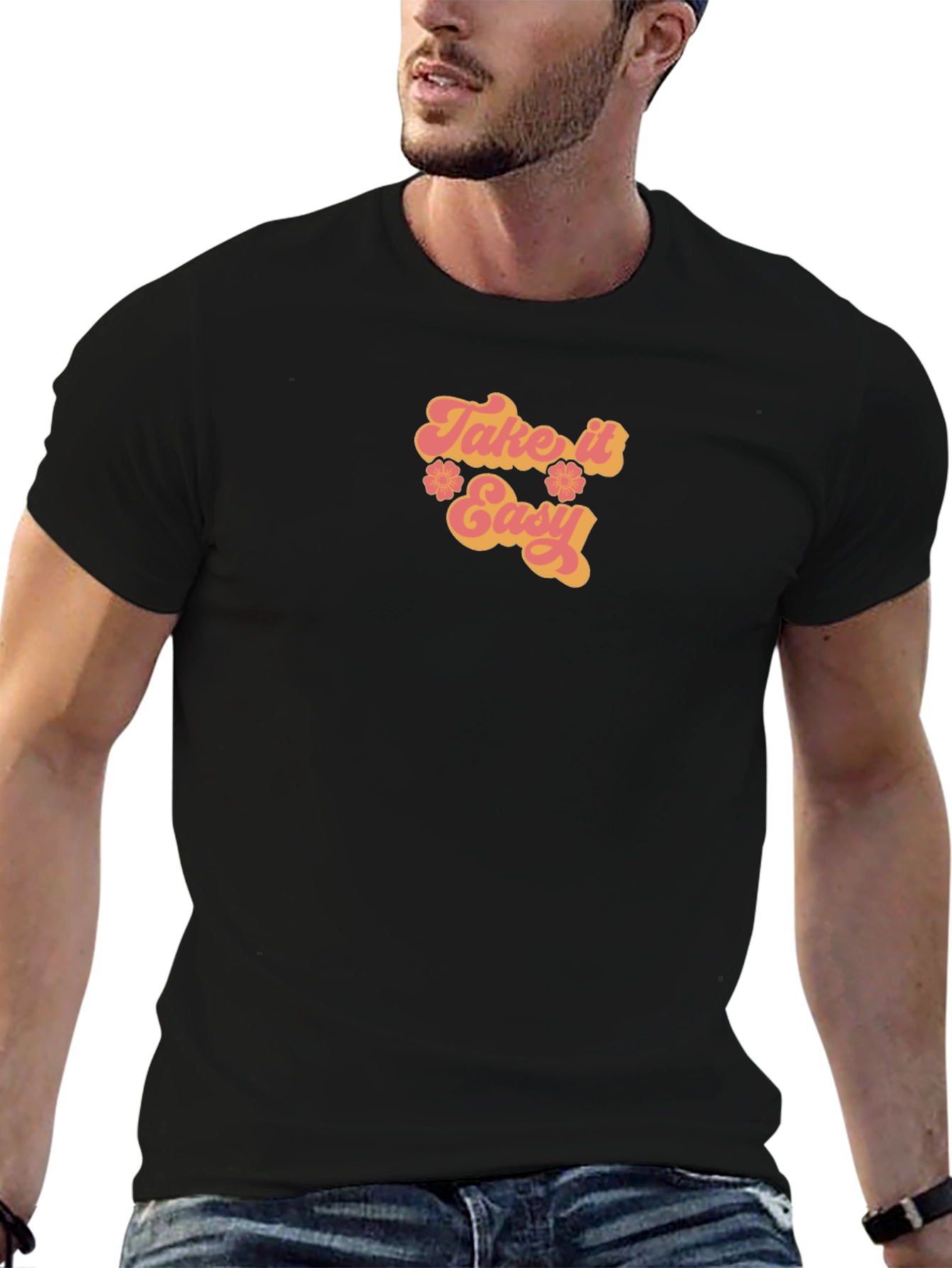 Take It Easy Retro Graphic Tee - Black