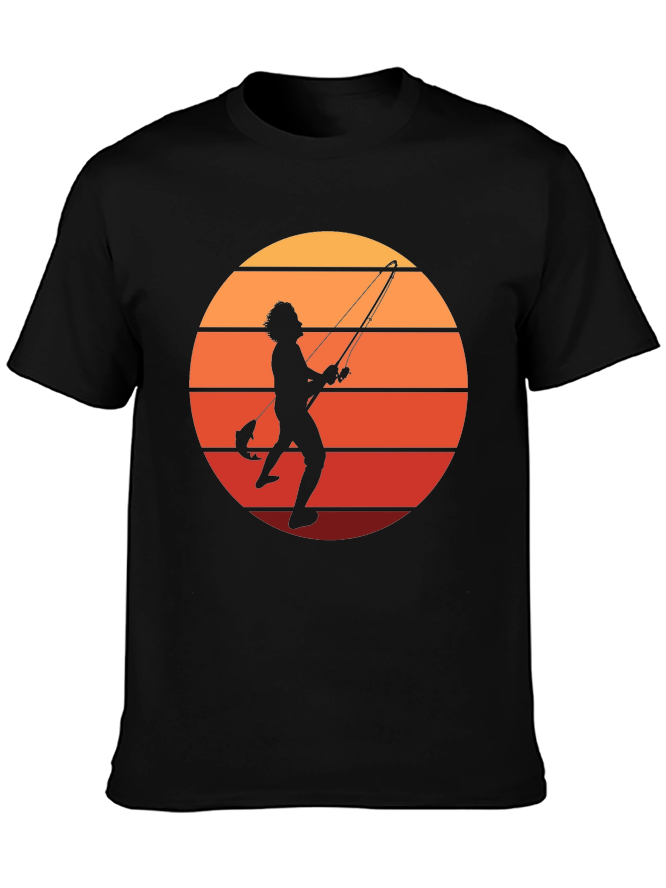 Retro Fishing T-Shirt - Sunset Silhouette