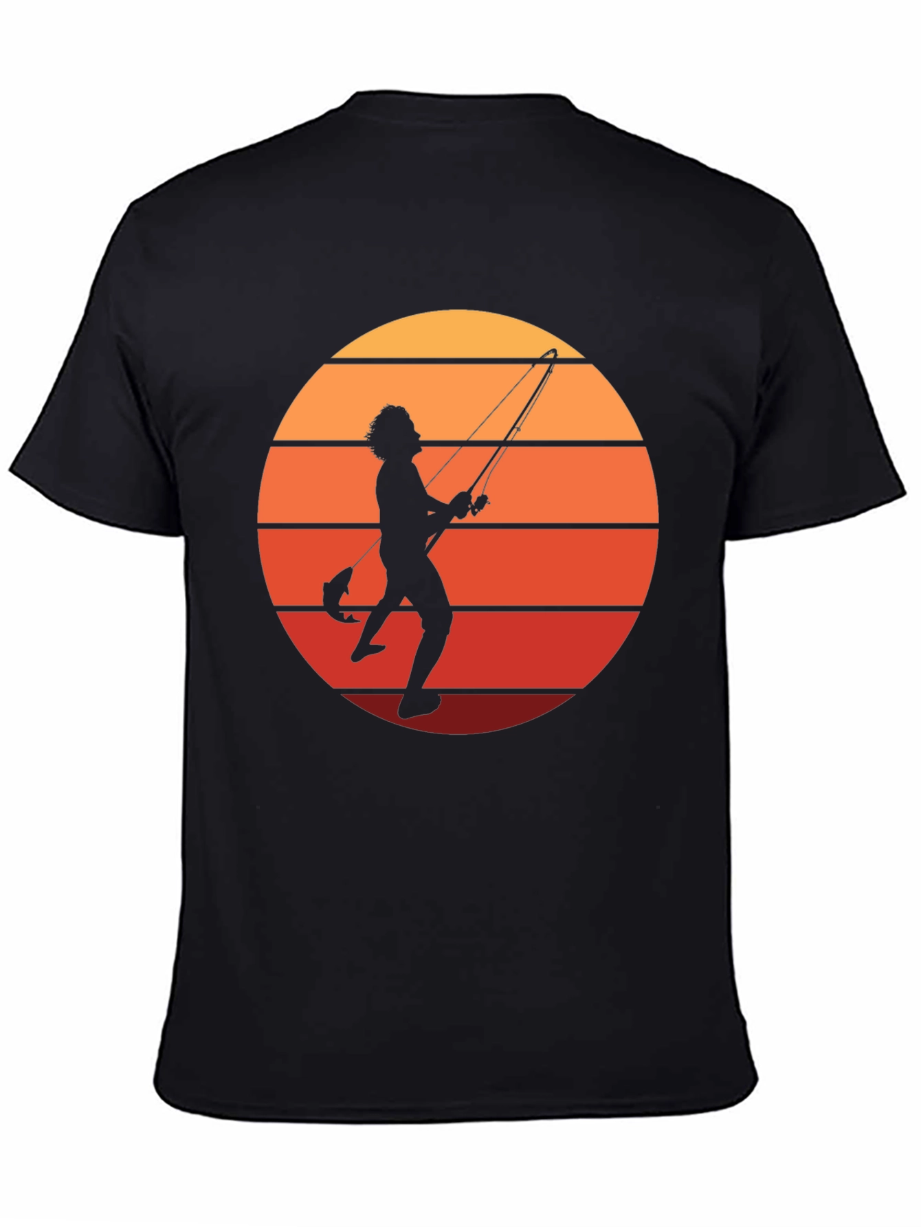 Retro Fishing T-Shirt - Sunset Silhouette