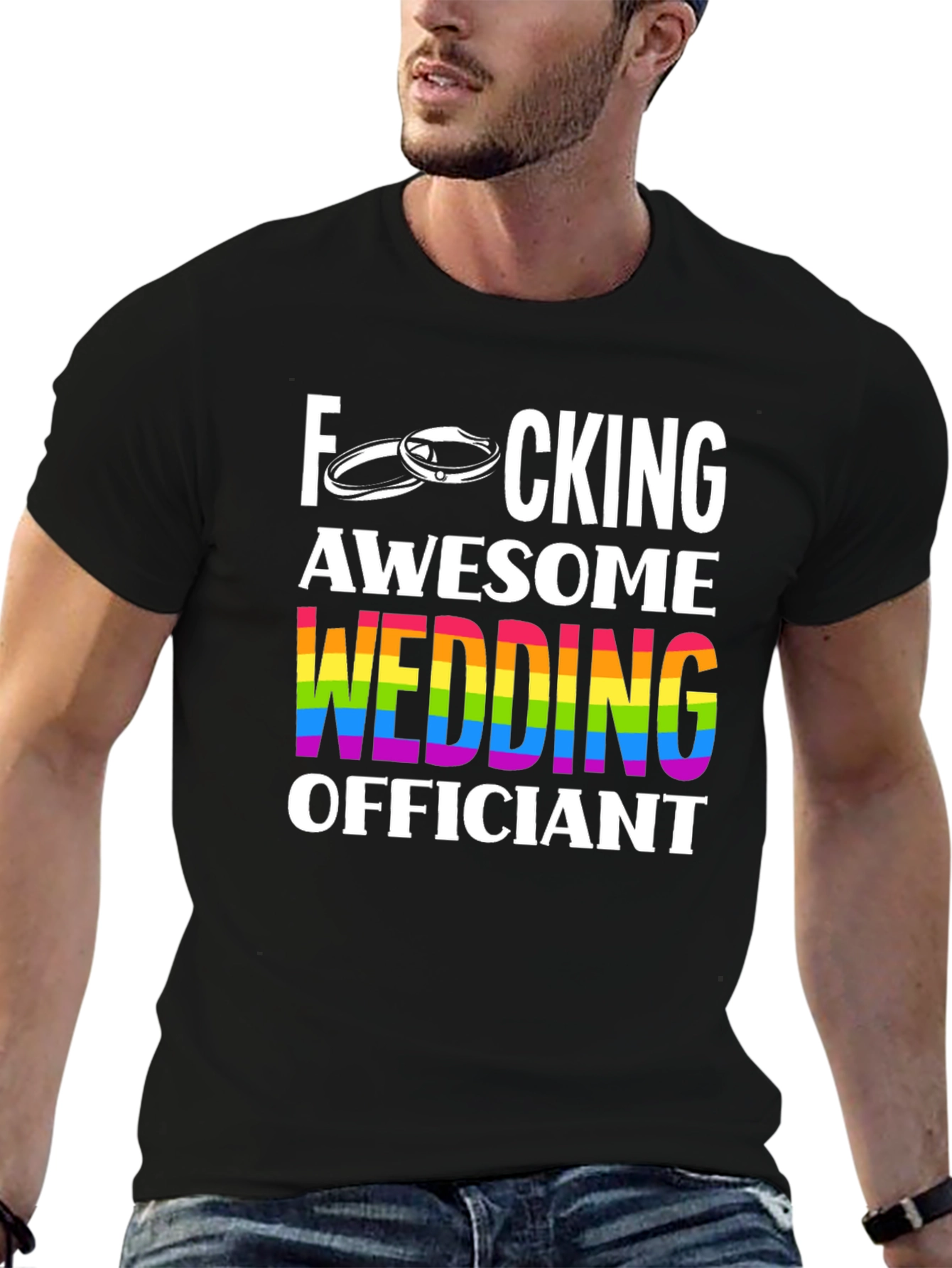 Awesome Wedding Officiant T-Shirt - Rainbow Pride