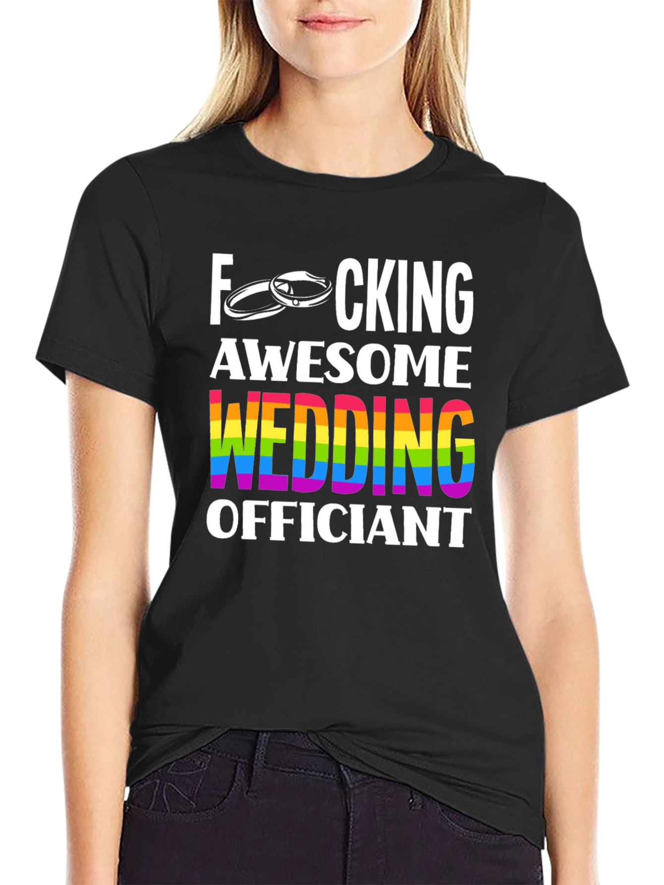 Awesome Wedding Officiant T-Shirt - Rainbow Pride