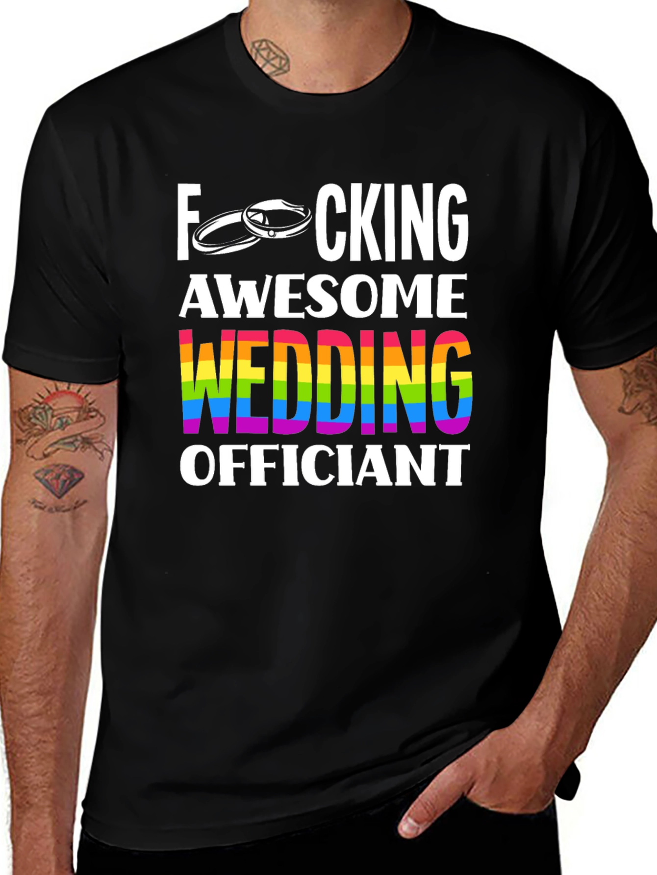 Awesome Wedding Officiant T-Shirt - Rainbow Pride