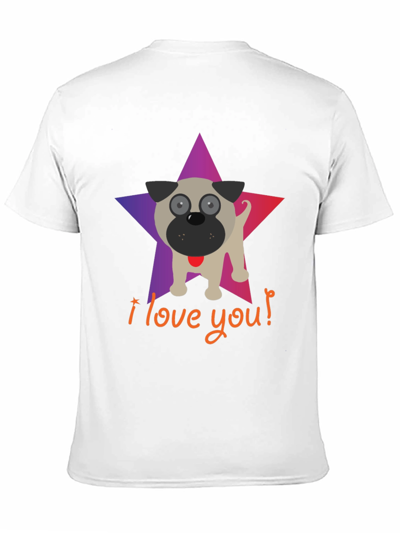 I Love You Pug Star Graphic T-Shirt