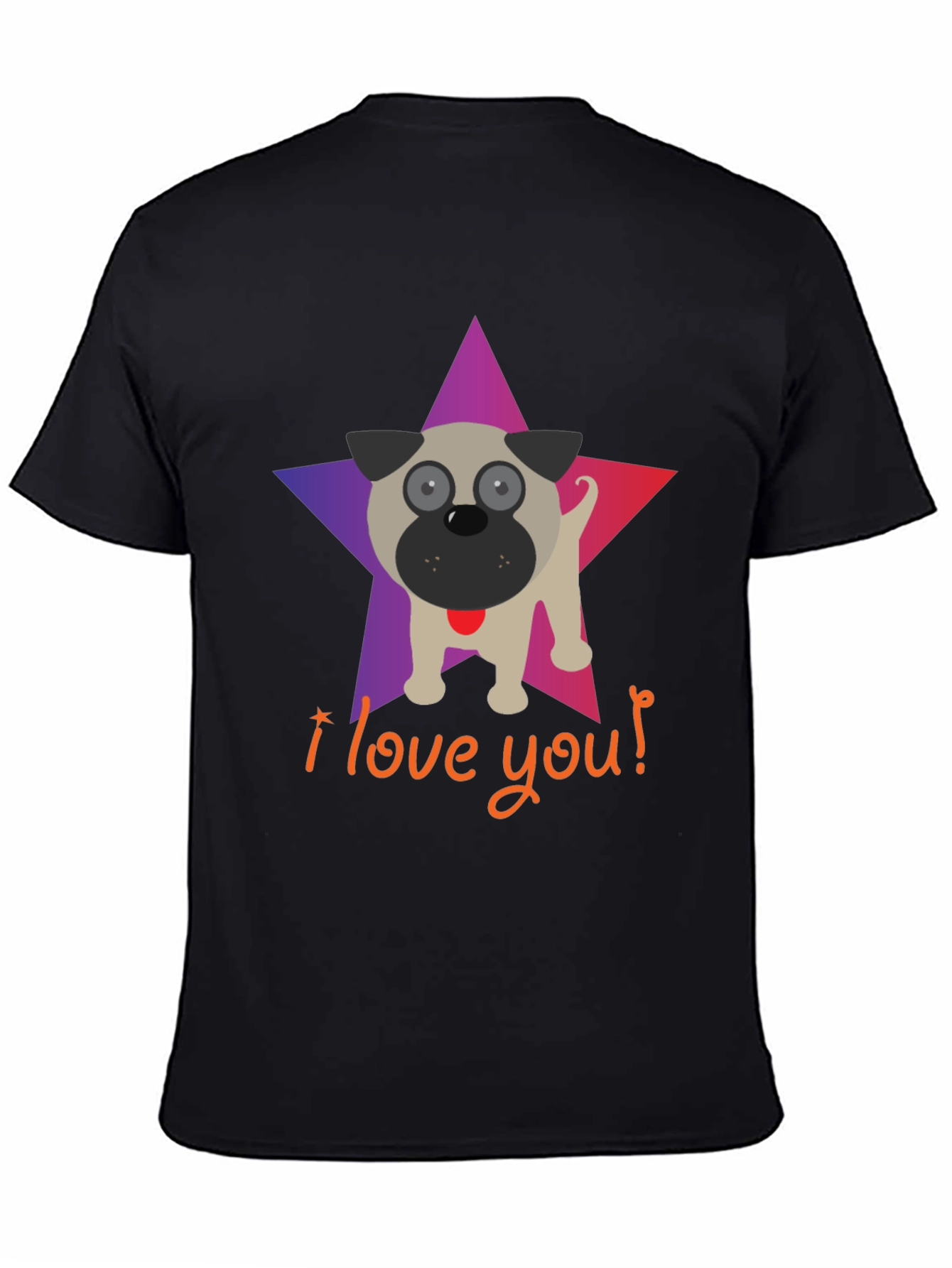 I Love You Pug Star Graphic T-Shirt