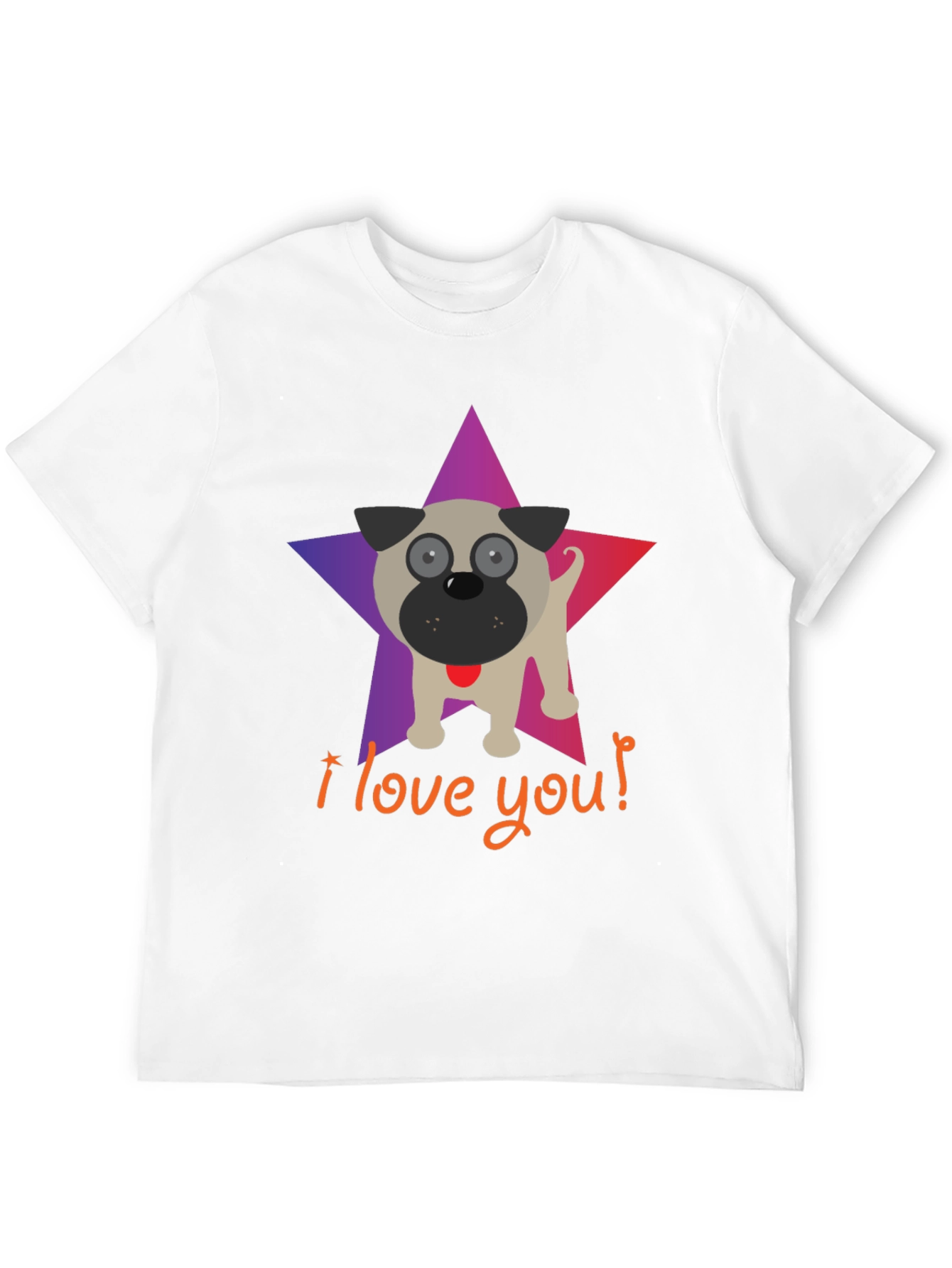 I Love You Pug Star Graphic T-Shirt