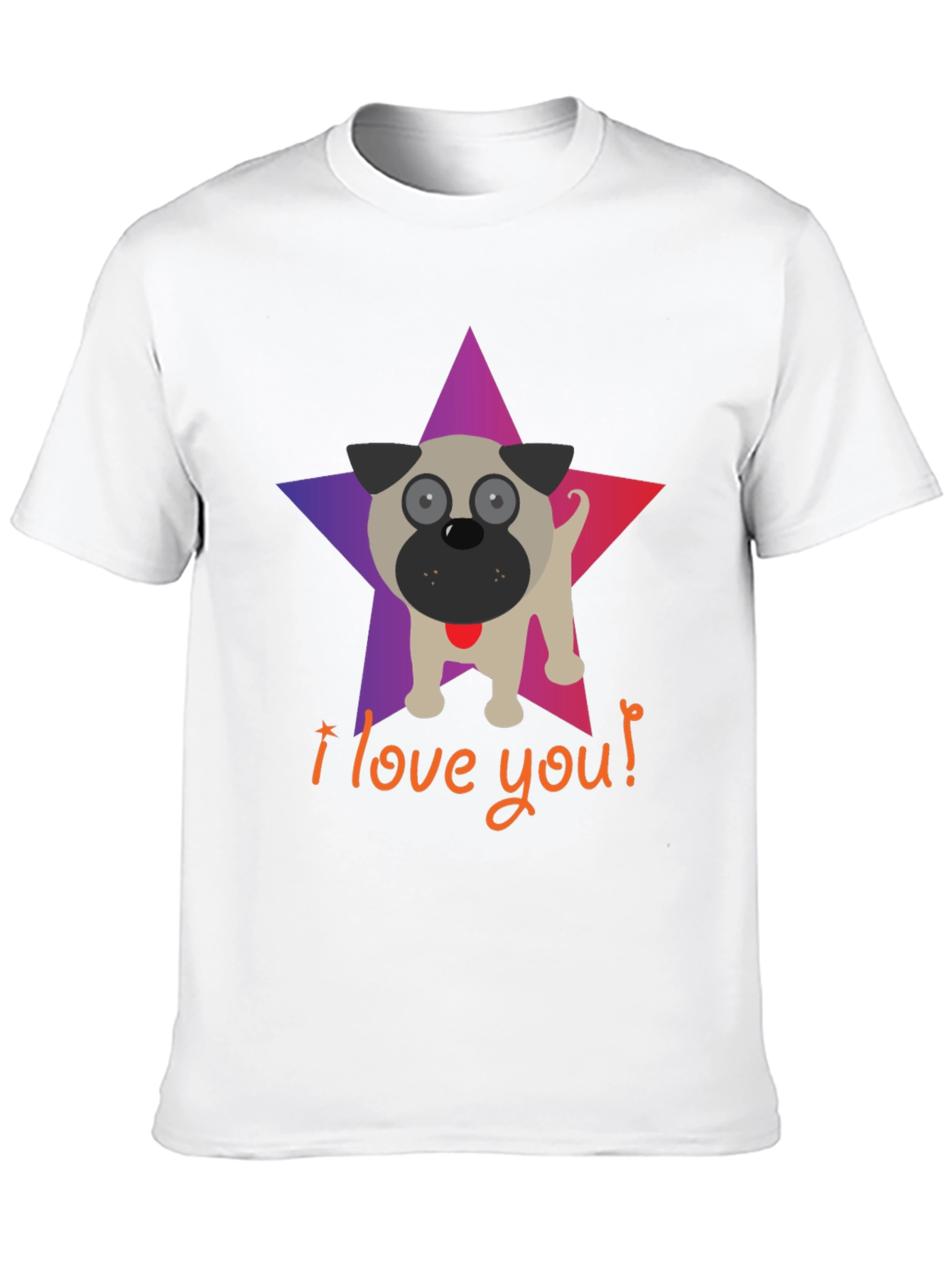 I Love You Pug Star Graphic T-Shirt