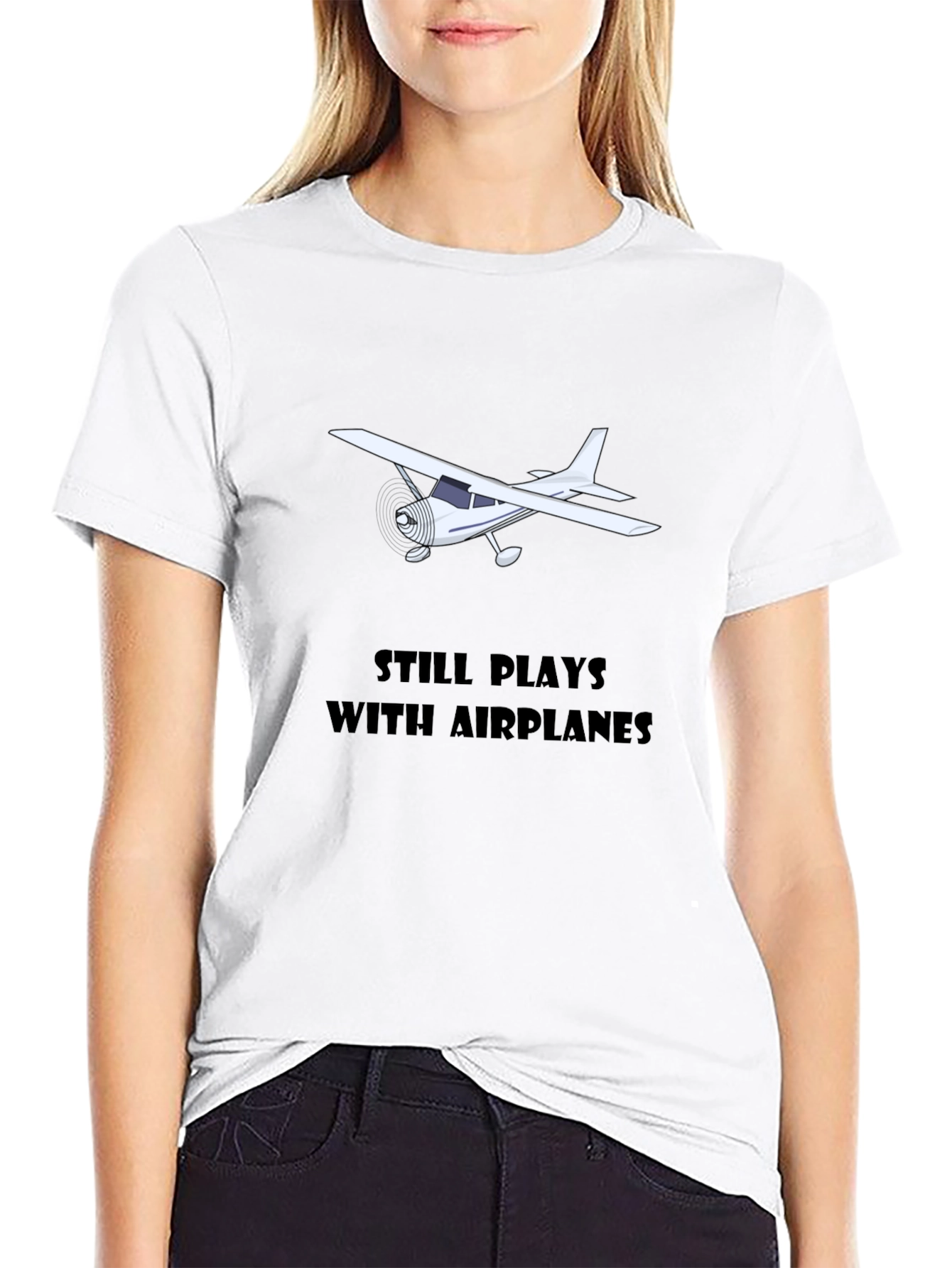 Plays with Airplanes Graphic Tee - Black