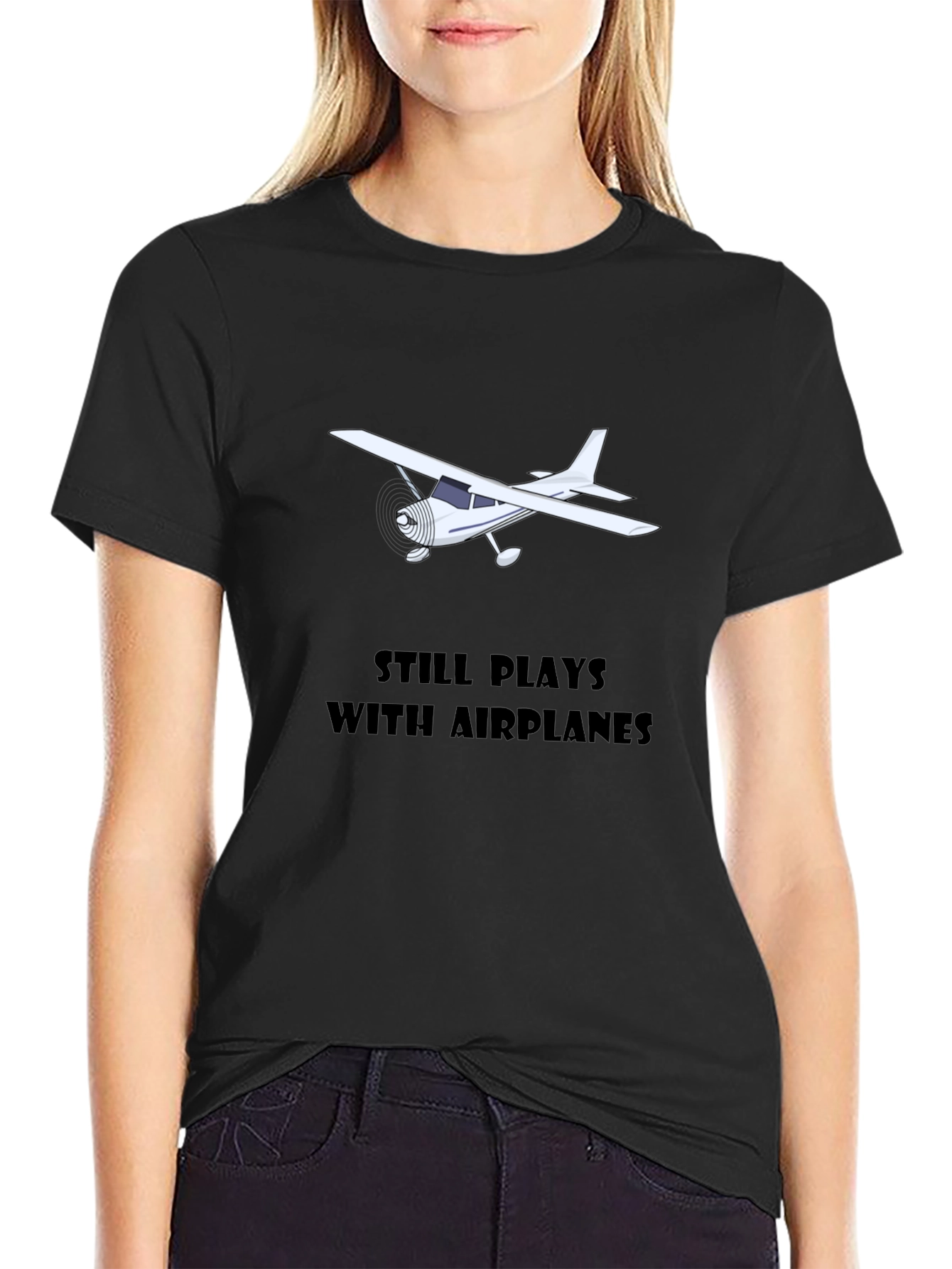 Plays with Airplanes Graphic Tee - Black