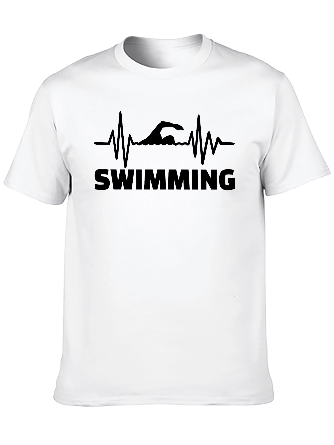 Swimming Heartbeat T-Shirt - Mens Black Graphic Tee