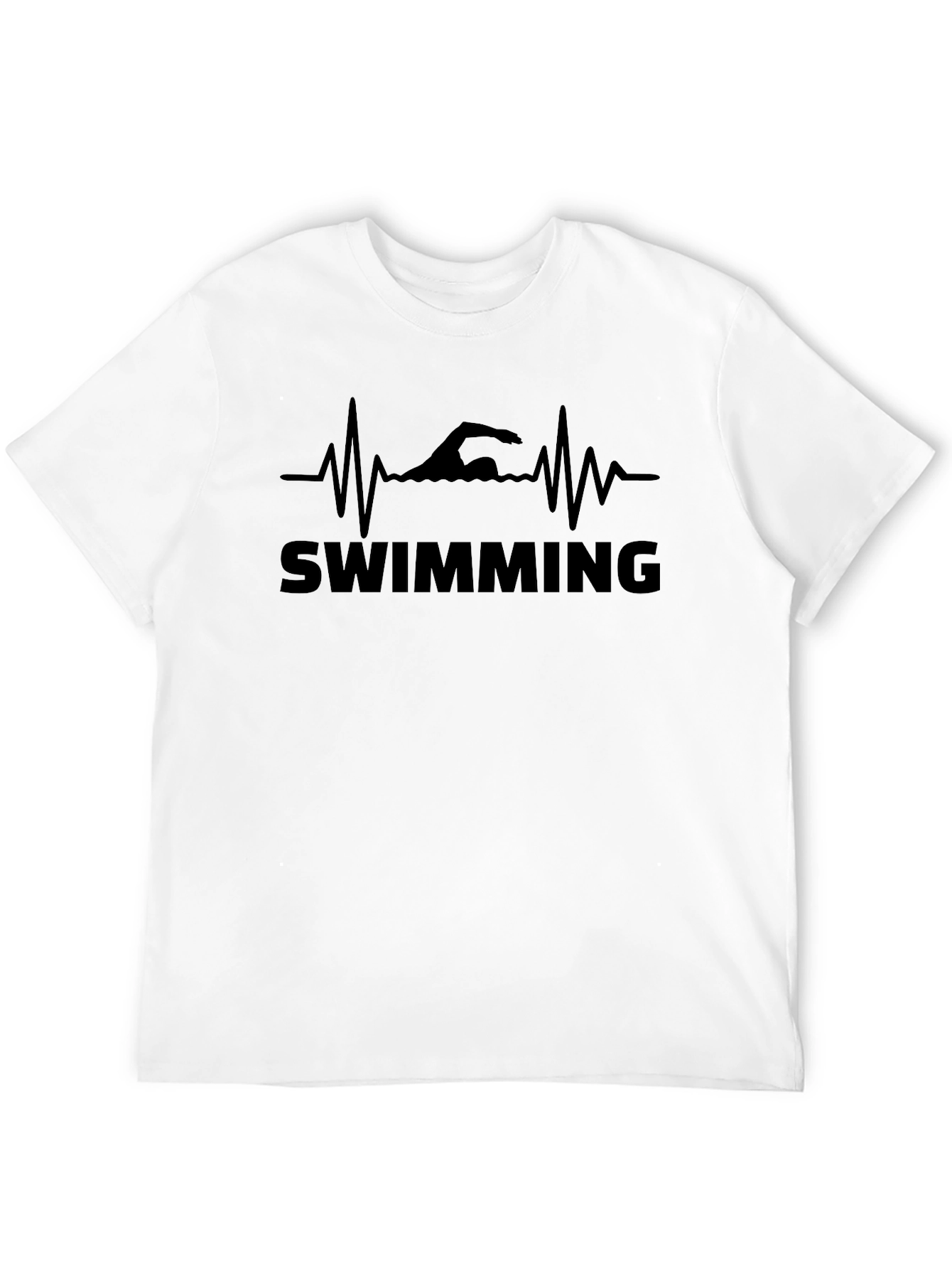Swimming Heartbeat T-Shirt - Mens Black Graphic Tee