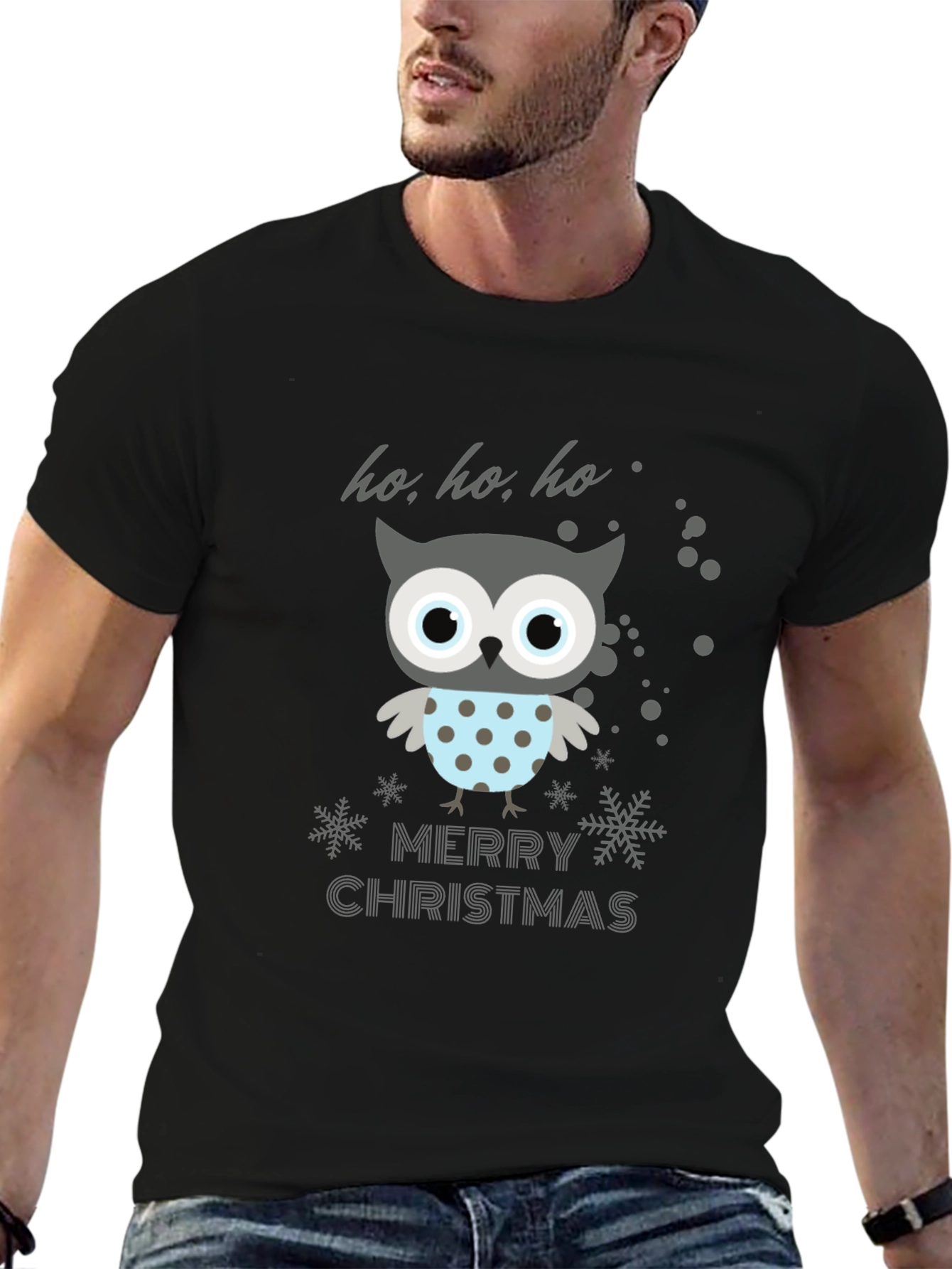 Festive Owl Merry Christmas Graphic Tee