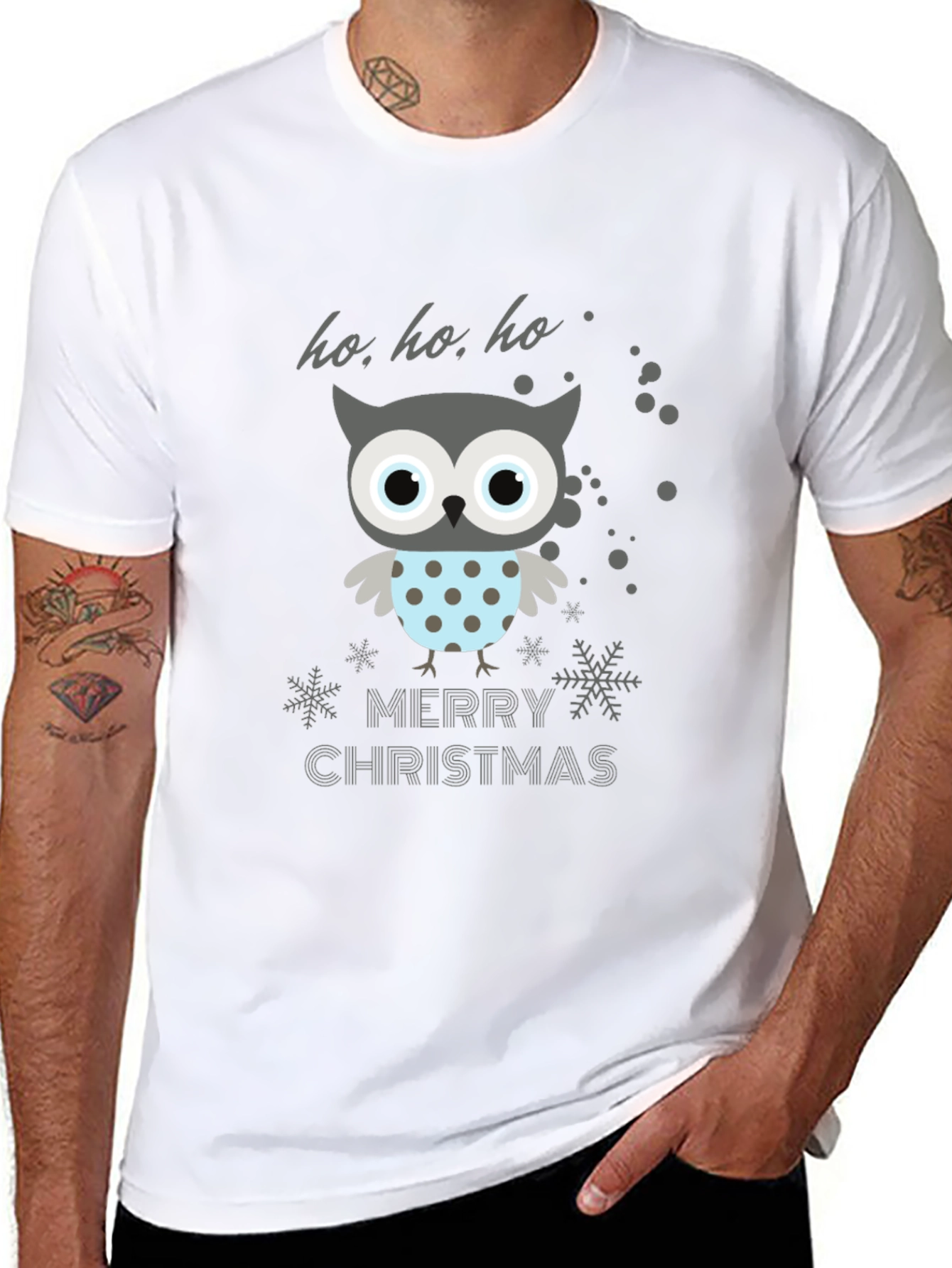 Festive Owl Merry Christmas Graphic Tee