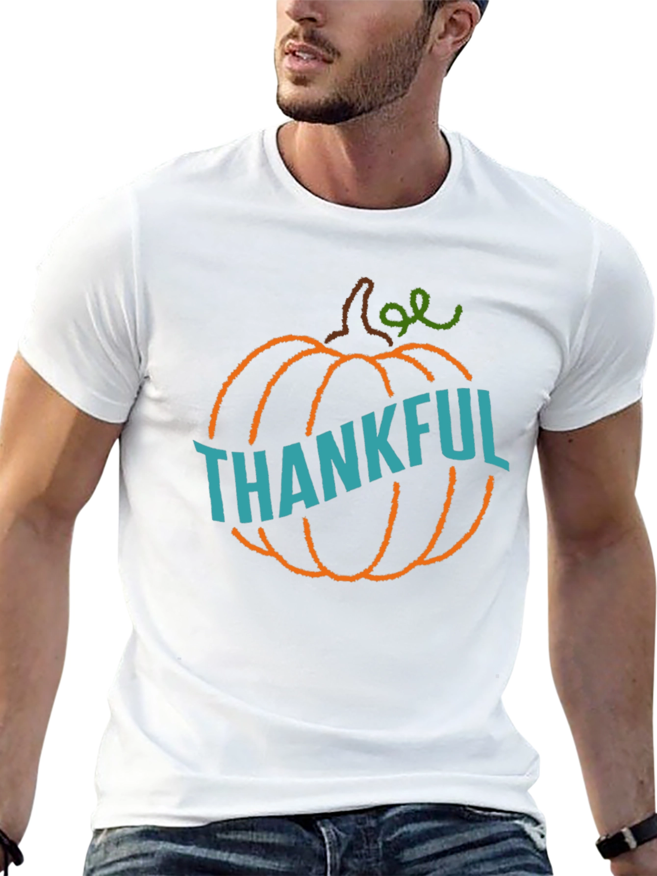 Thankful Pumpkin Graphic Tee - Black