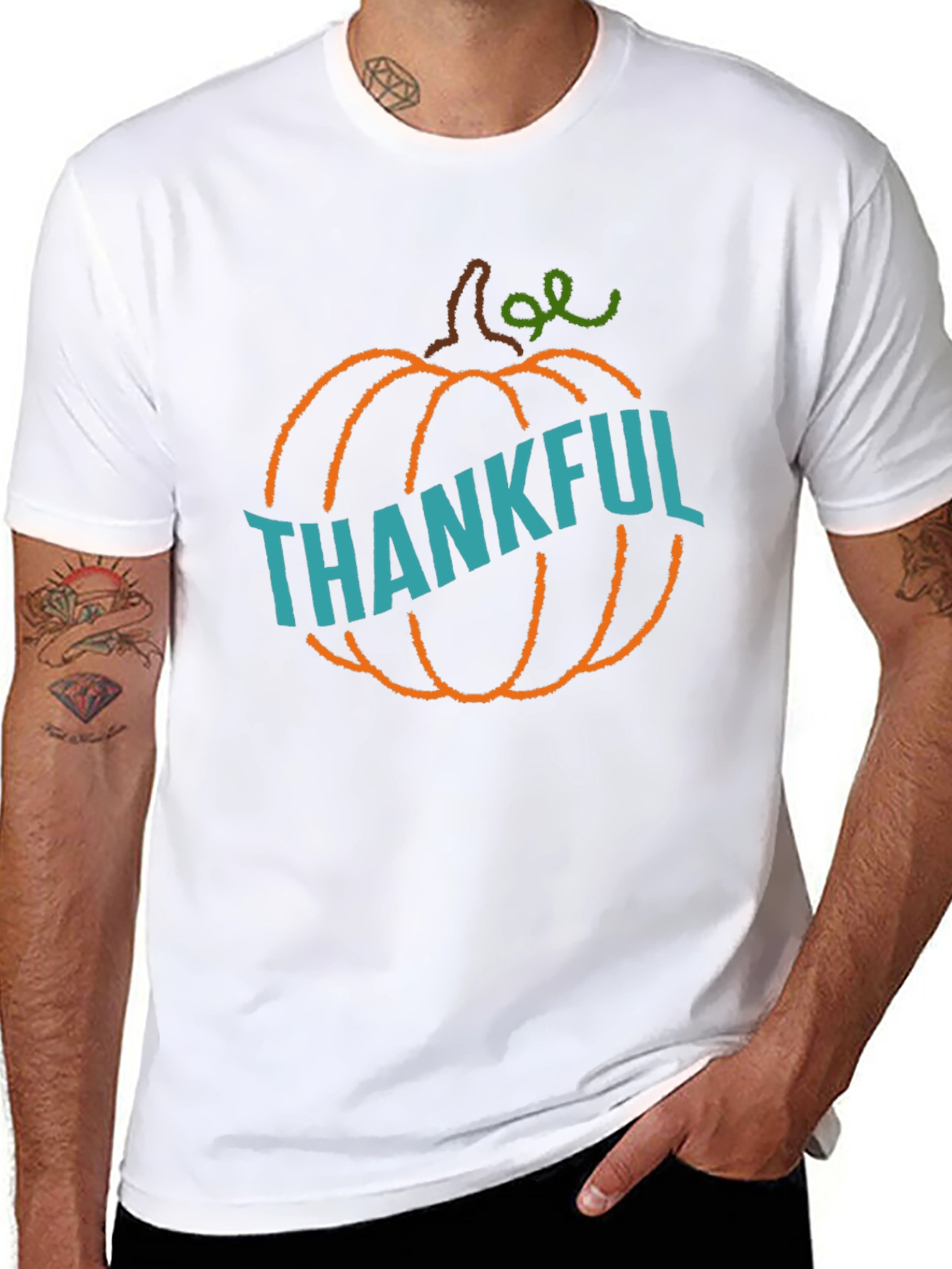 Thankful Pumpkin Graphic Tee - Black